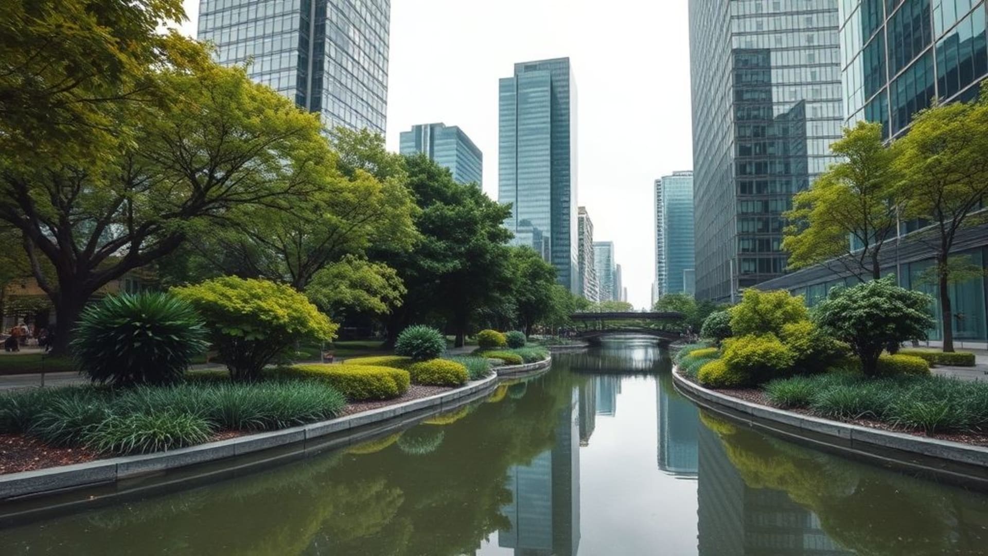 les parcs de la ville verdure jardin oasis urbaine bâtiment moderne en verre nature fond d'écran calme surfaces réfléchissantes