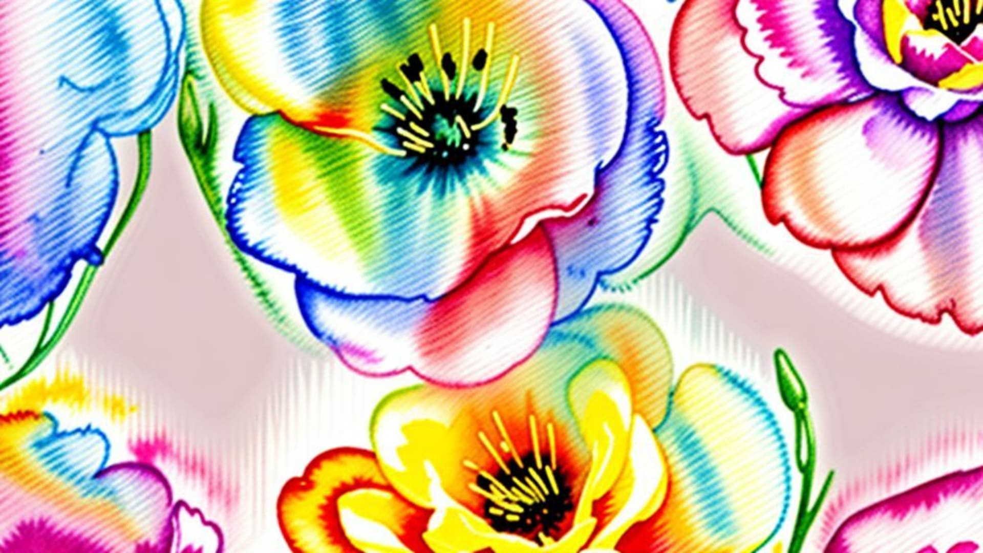 composition florale aquarelle pastel printemps fond d'écran couleurs douces ambiance romantique