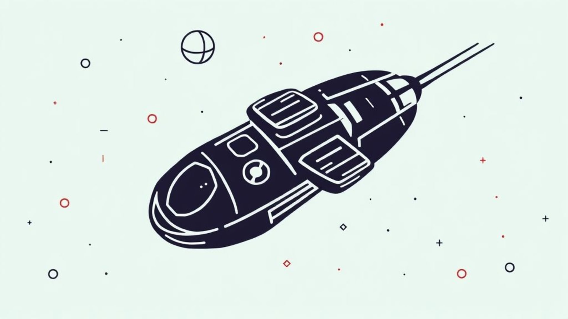 Icônes vectorielles de vaisseaux spatiaux motif géométrique espace fond futuriste minimaliste en lignes
