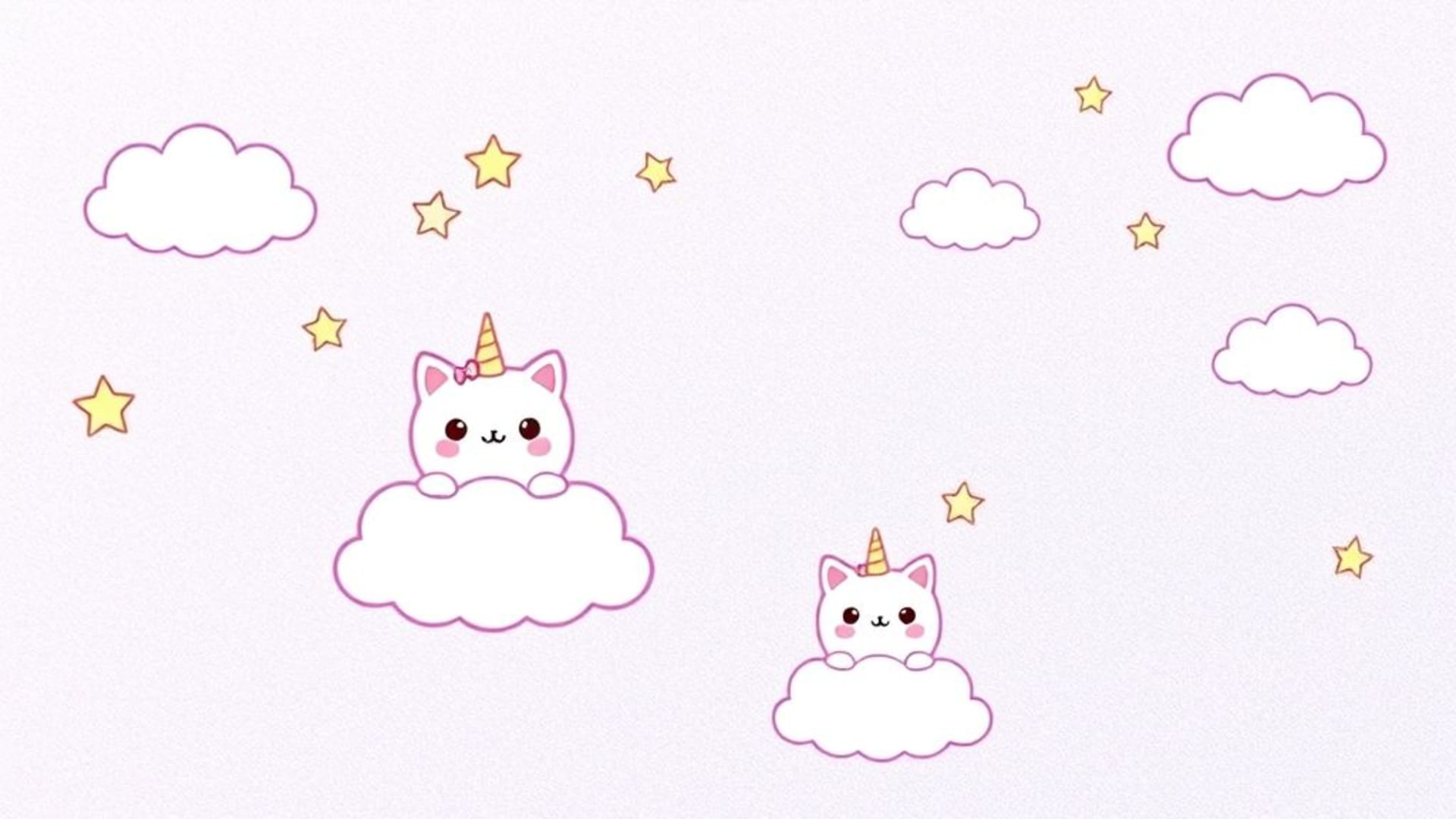 mignons animaux kawaii pastel nuages étoiles holographiques paillettes papiers peints textures fond