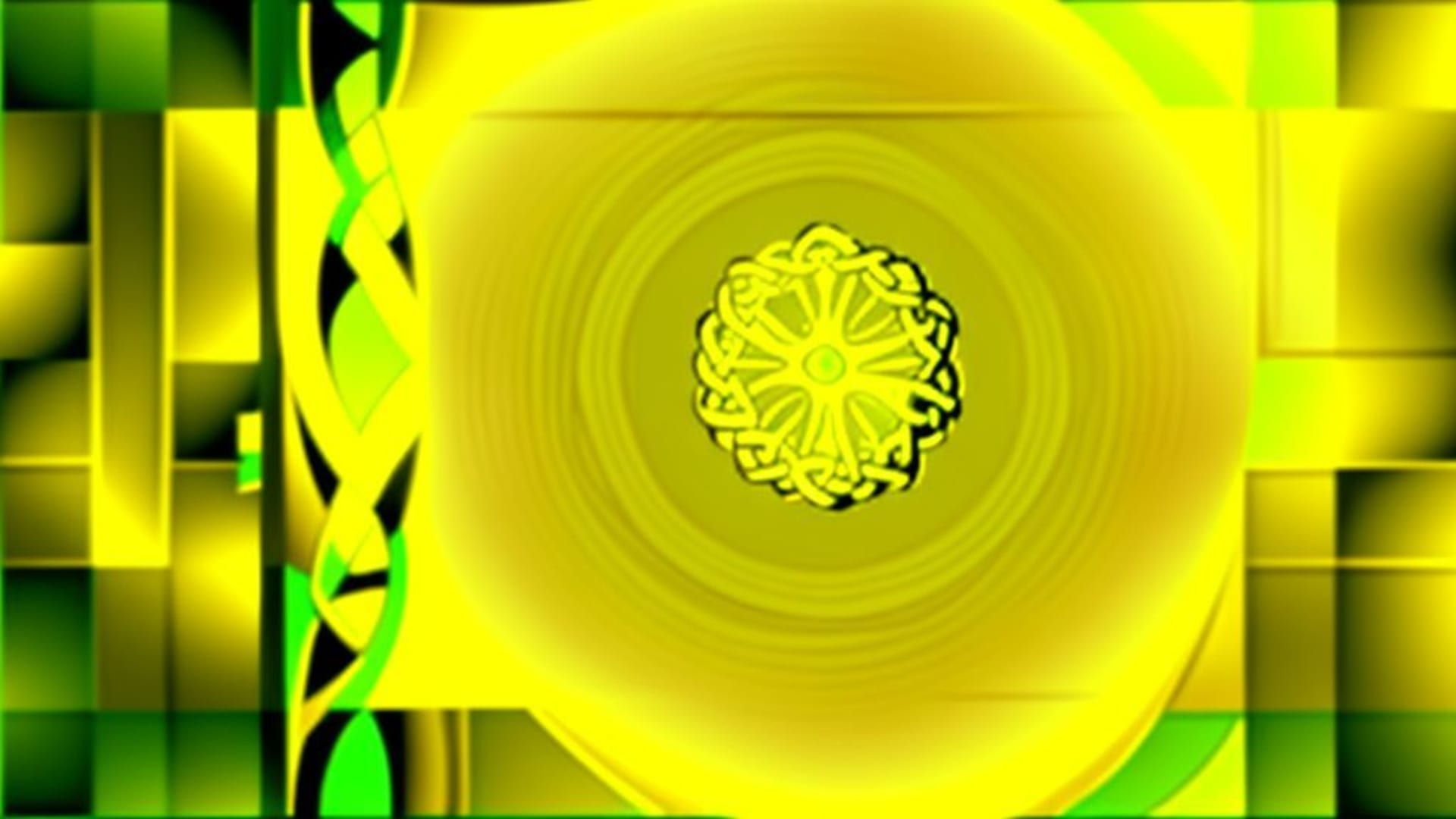 fond ecran à nœud celtique motif organique complexe symétrique lignes dorées