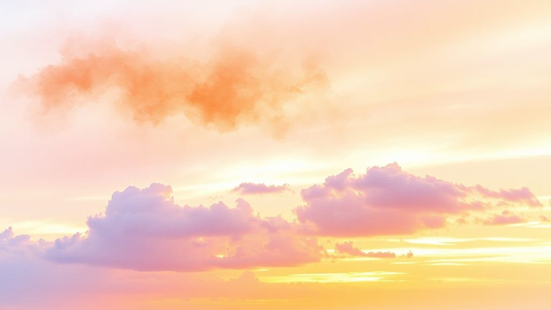 aquarelle lever de soleil ciel lavé bords doux dégradés délicats nuages pastel paysage romantique rêveur art fond d'écran