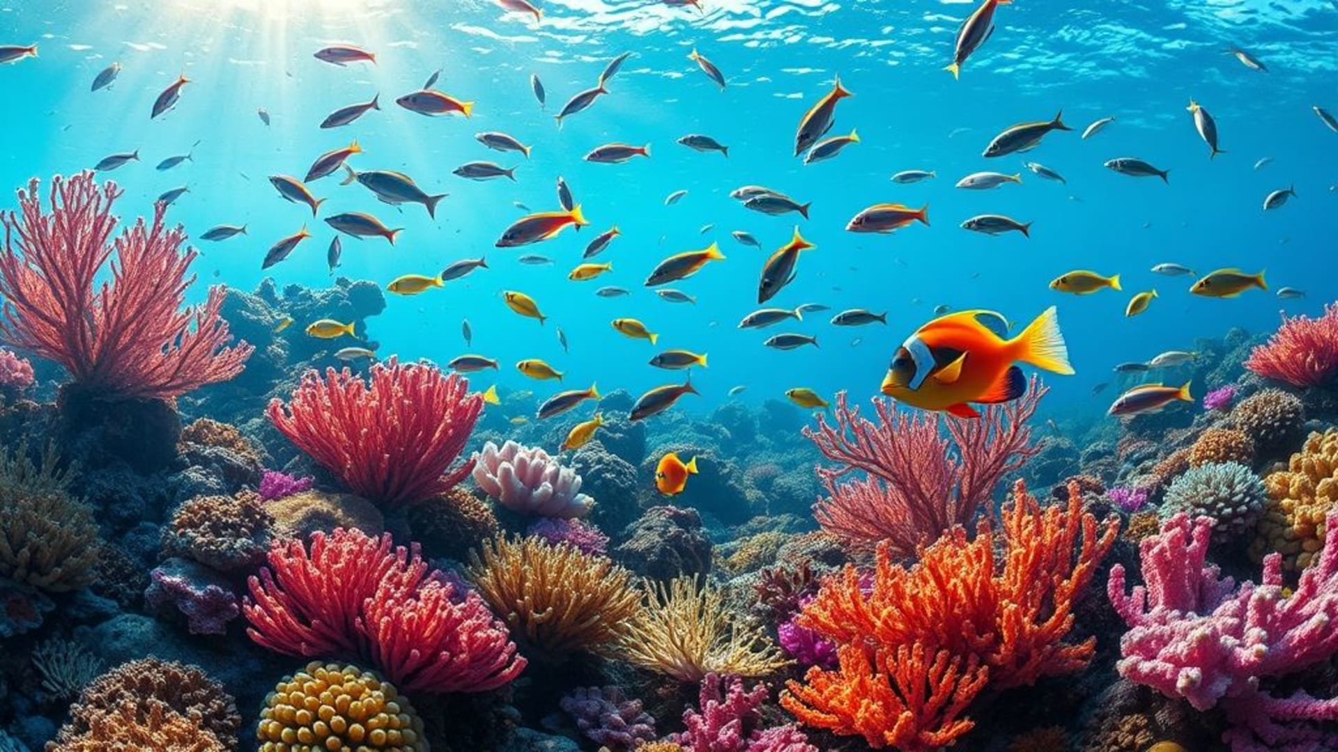 Requin corail tropical poissons couleurs océan fond d'écran vibrant sous-marin aquatique