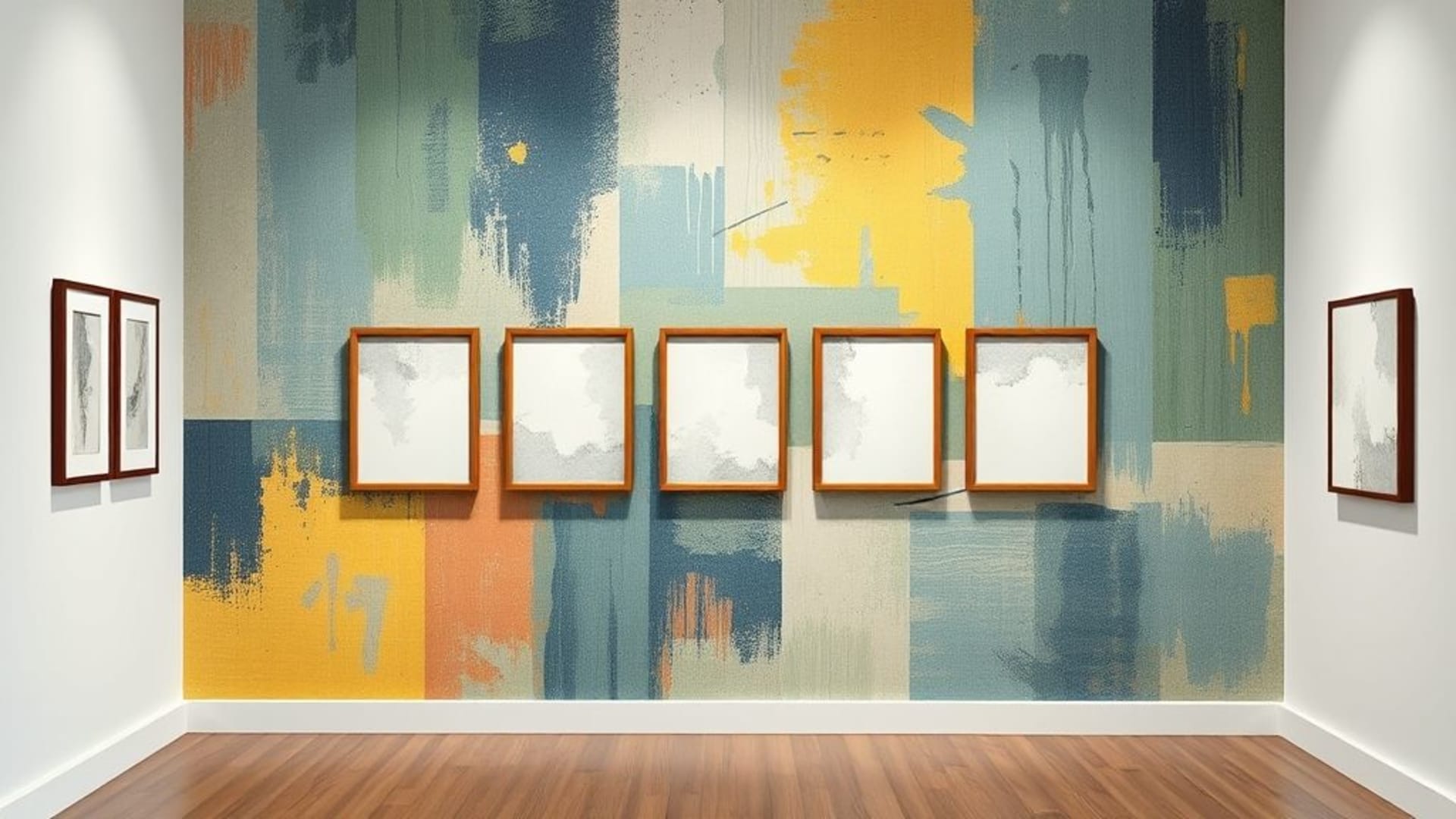 mur de galerie d'art inspiré par des touches de peinture texturées abstraites picturales fond ecran