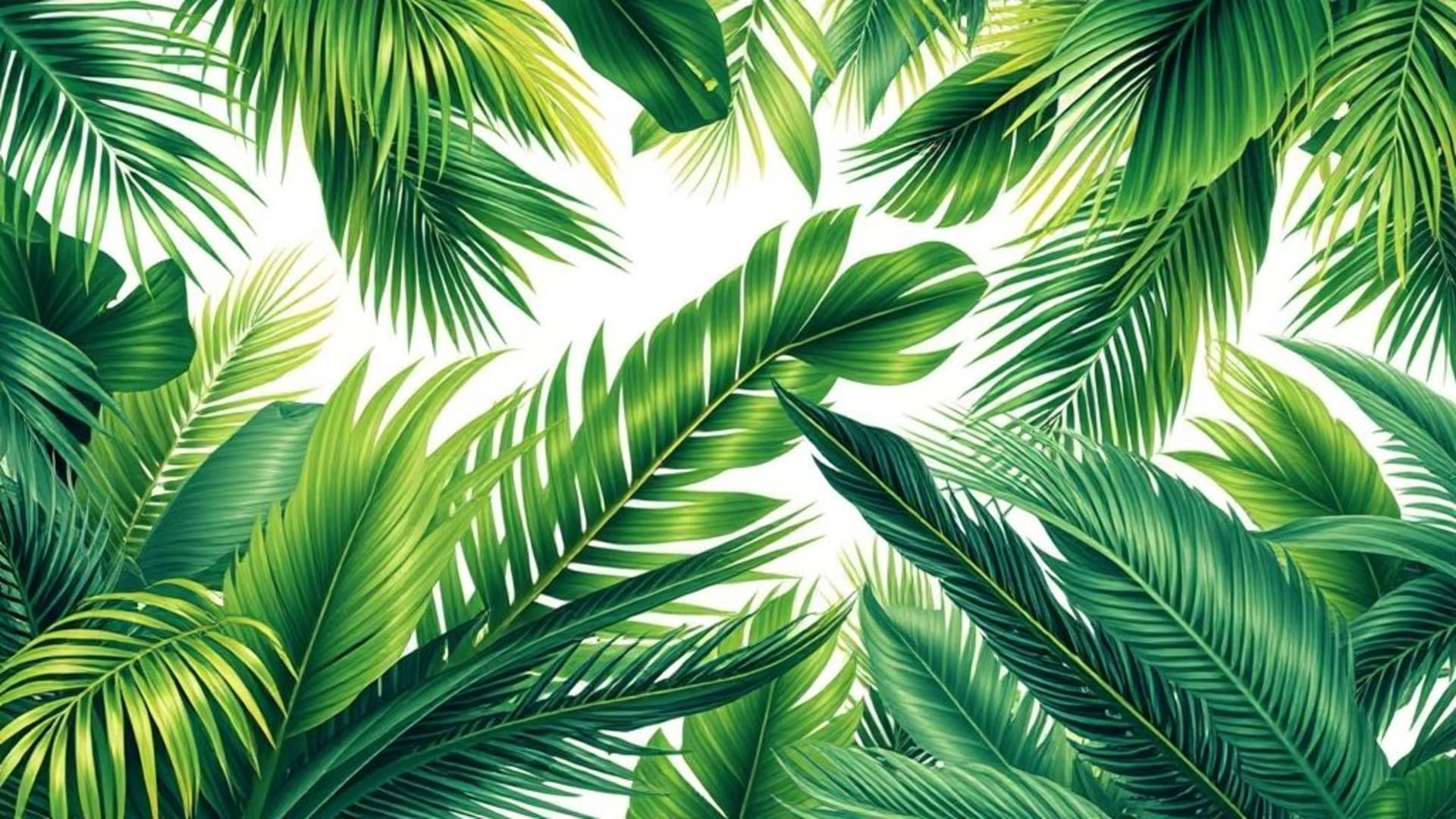 fond ecran botanique de feuilles de palmier tropicales jungle verdure luxuriante nature fraîche