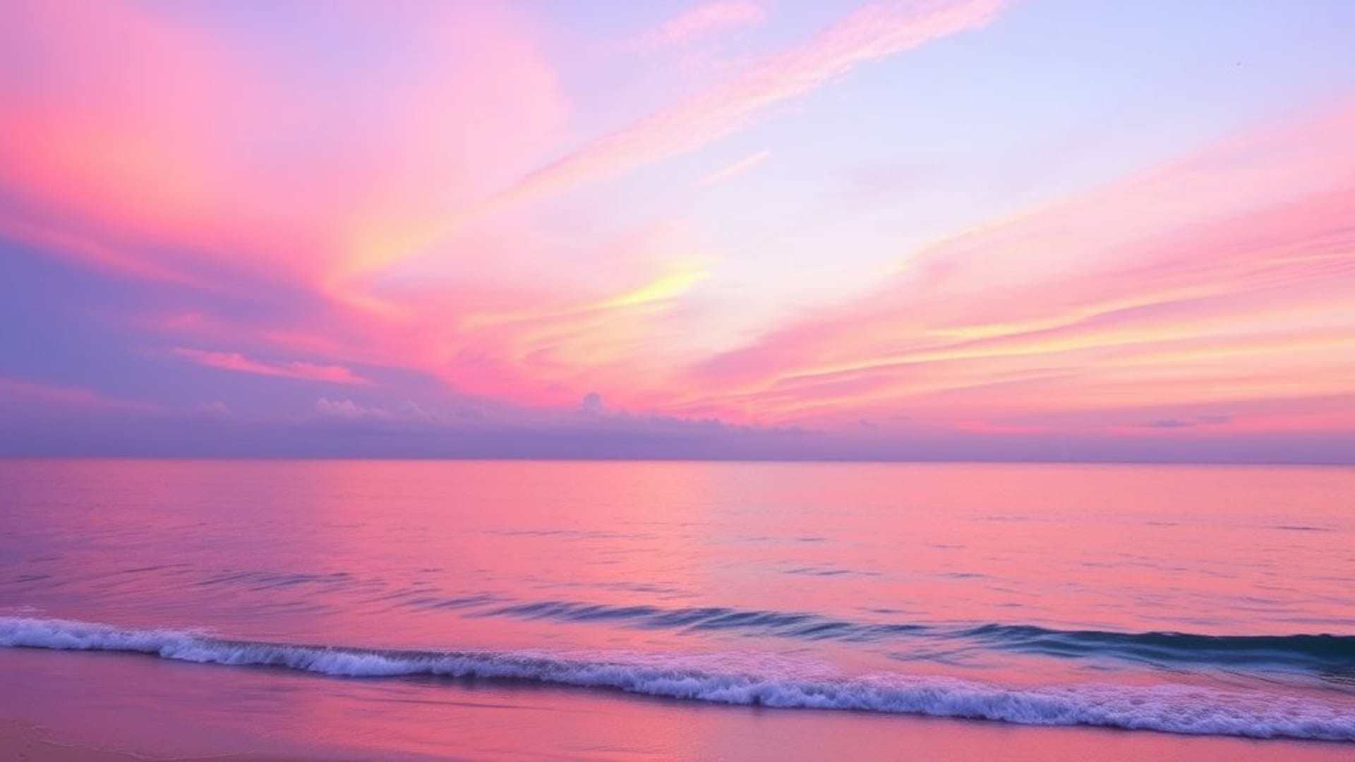 plage du coucher de soleil océan horizon ciel rose violet toile tropicale paisible