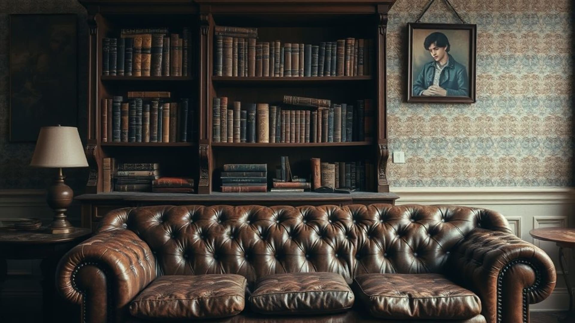 fond ecran texturé marron chaud vieux vintage cuir poussiéreux étagère