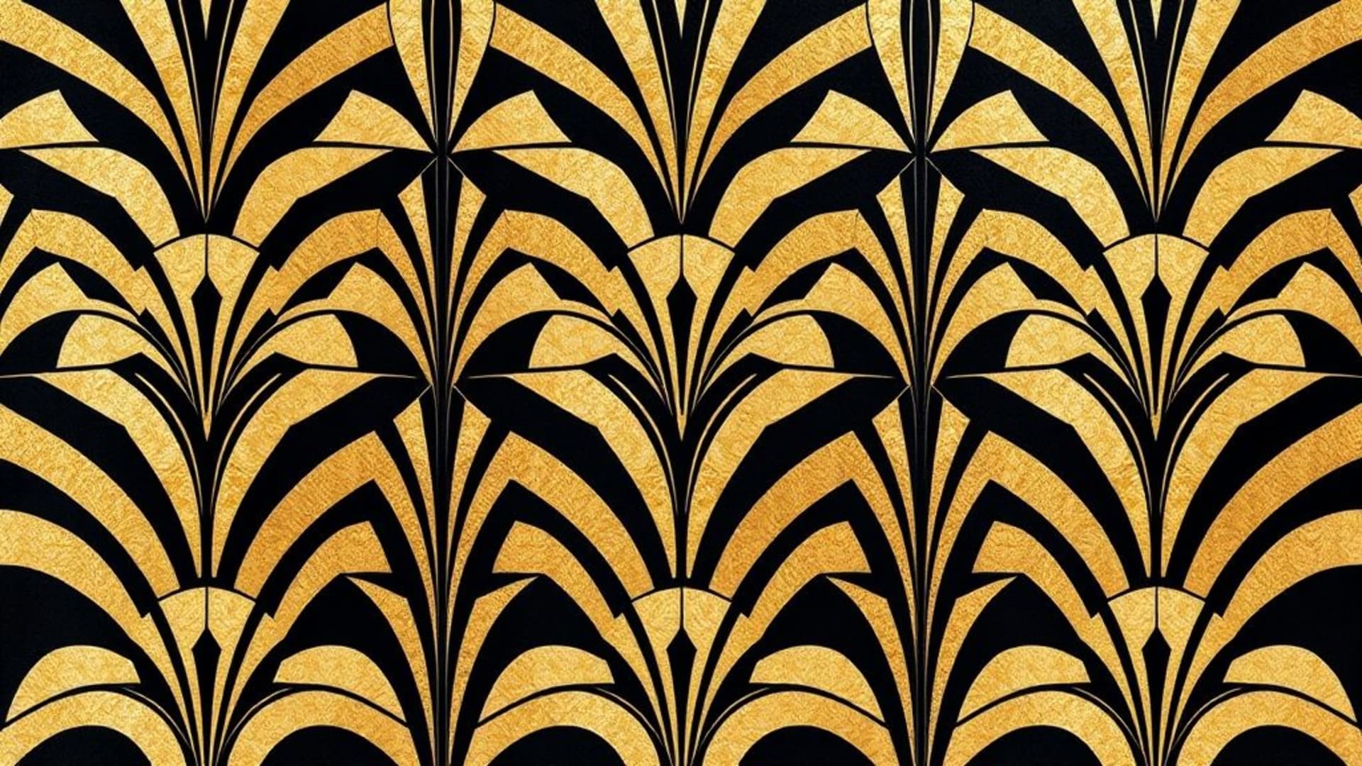 Motif géométrique Art Déco métallique doré noir crème fond ecran élégant Vintage moderne