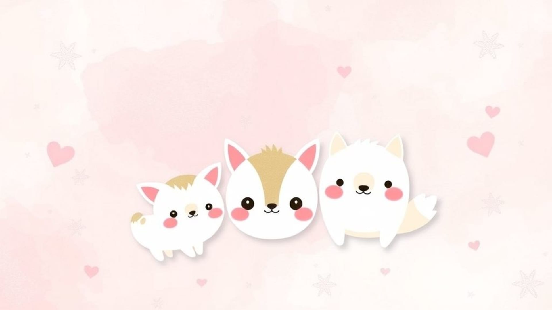 Animaux mignons kawaii pastel illustrés fantaisistes textures douces fond ecran décoratif