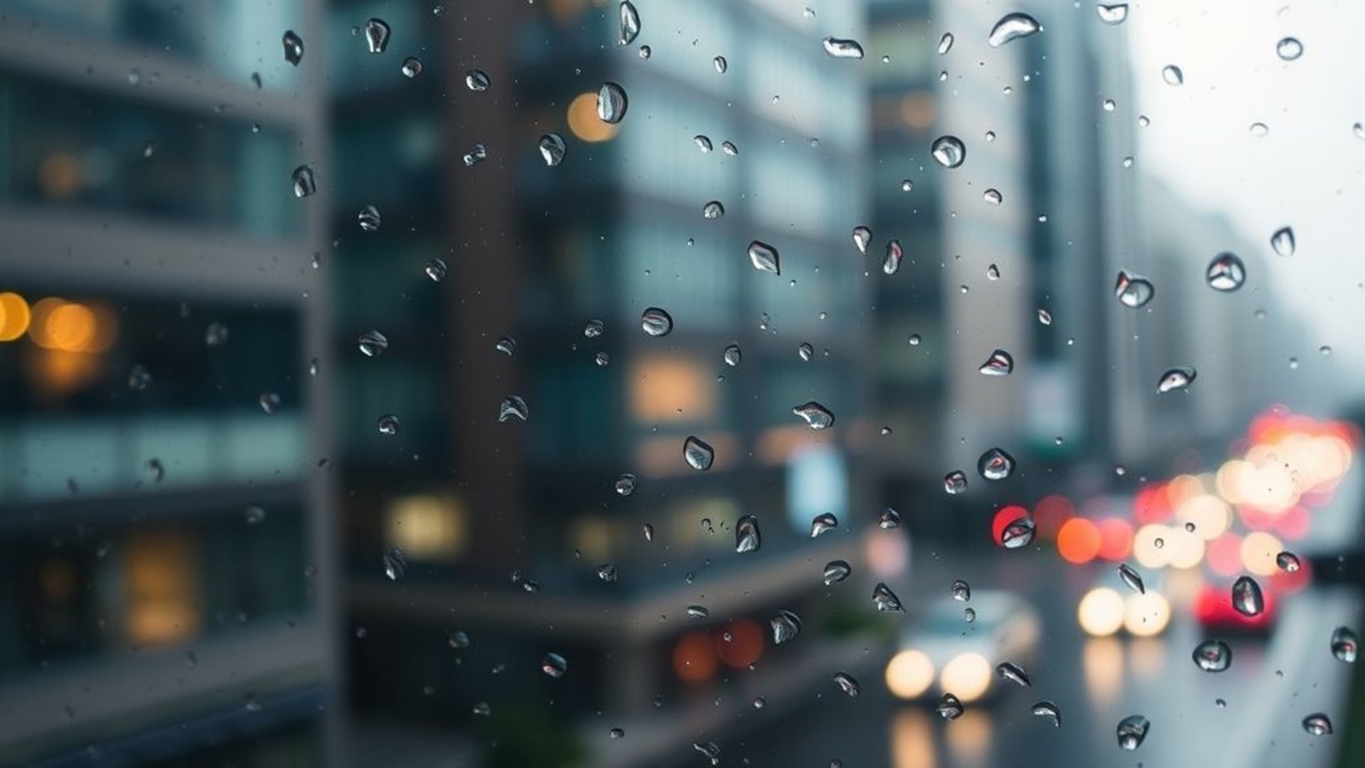 fenêtre pluvieuse humeur urbaine gouttes verre flou bokeh saison des pluies fond d'écran ambiance cocooning