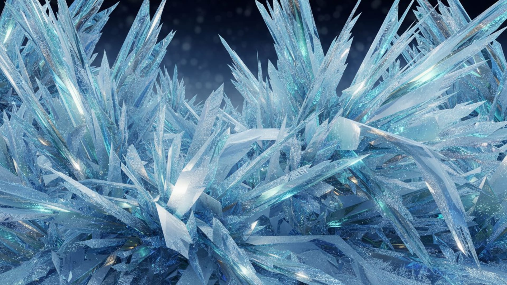 sculptures de cristaux de glace, pays des merveilles hivernales, fond ecran abstrait haute résolution