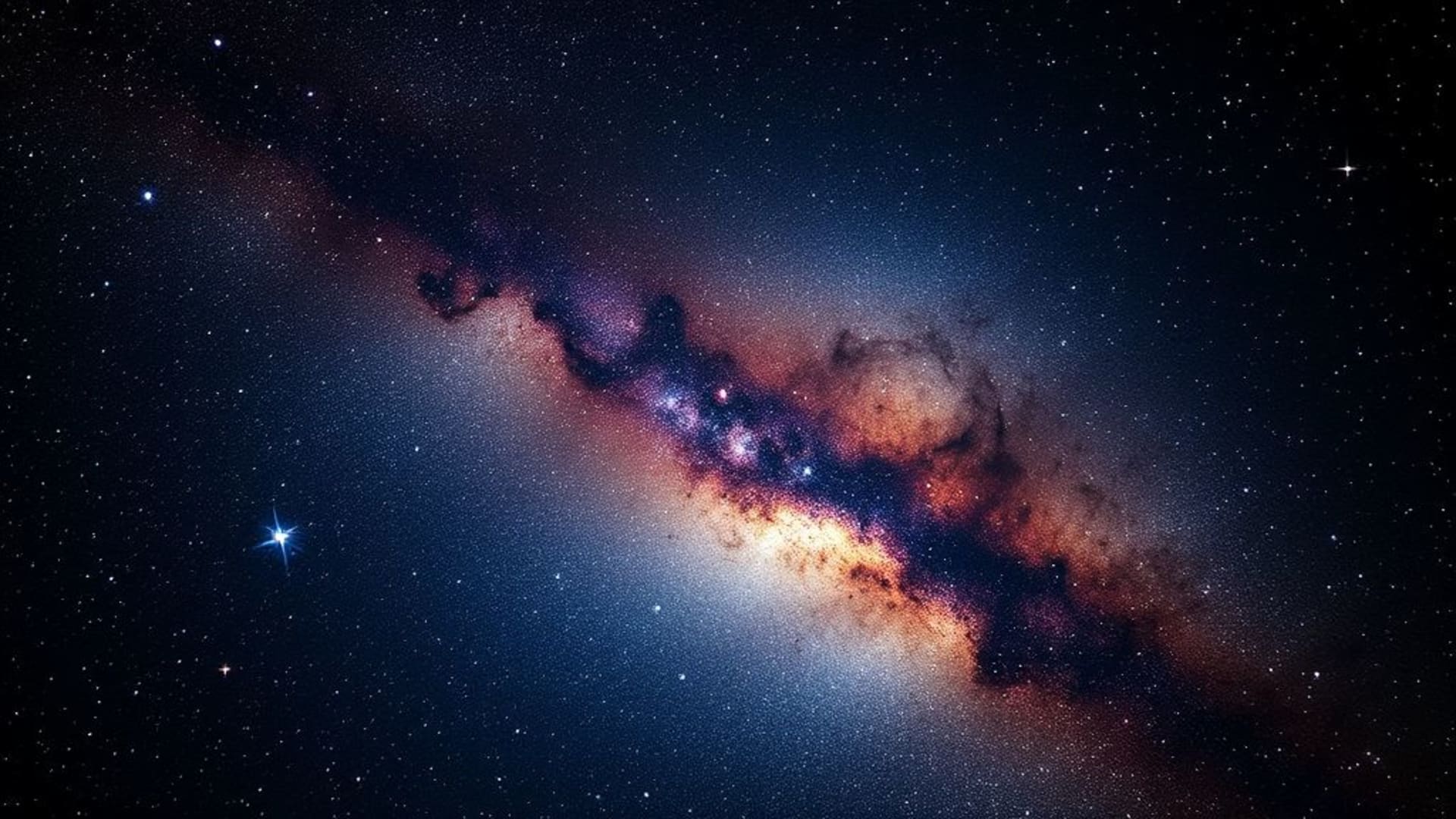 champ de étoiles de la voie lactée galactique poussière cosmique planètes nébuleuse espace sombre fond d'écran