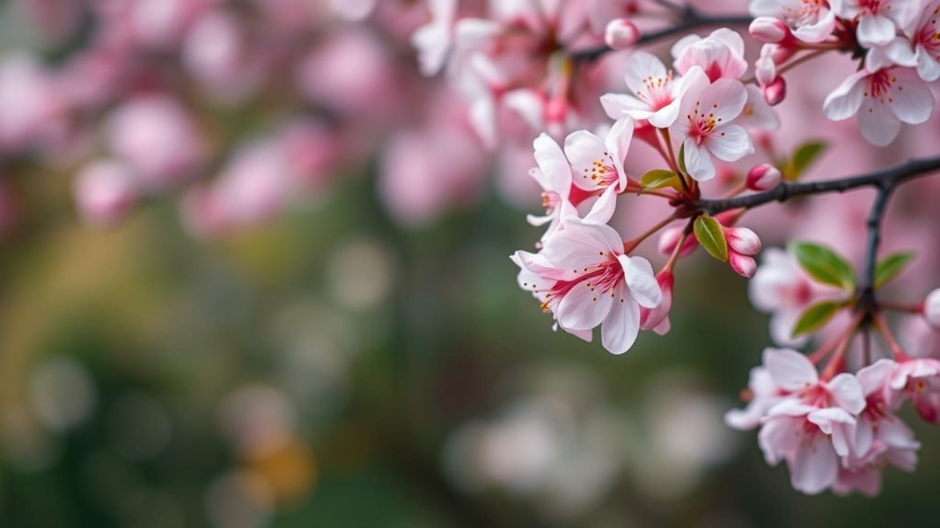 fleurs de printemps du jardin floraison cerisiers pétales doux pastel flou arrière-plan fond ecran