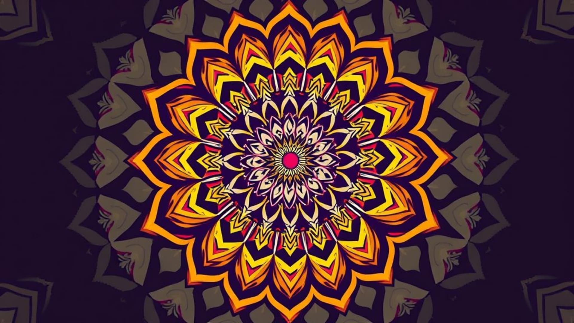 Motif géométrique mandala circulaire symétrie colorée fond d'écran mandala complexe design détaillé