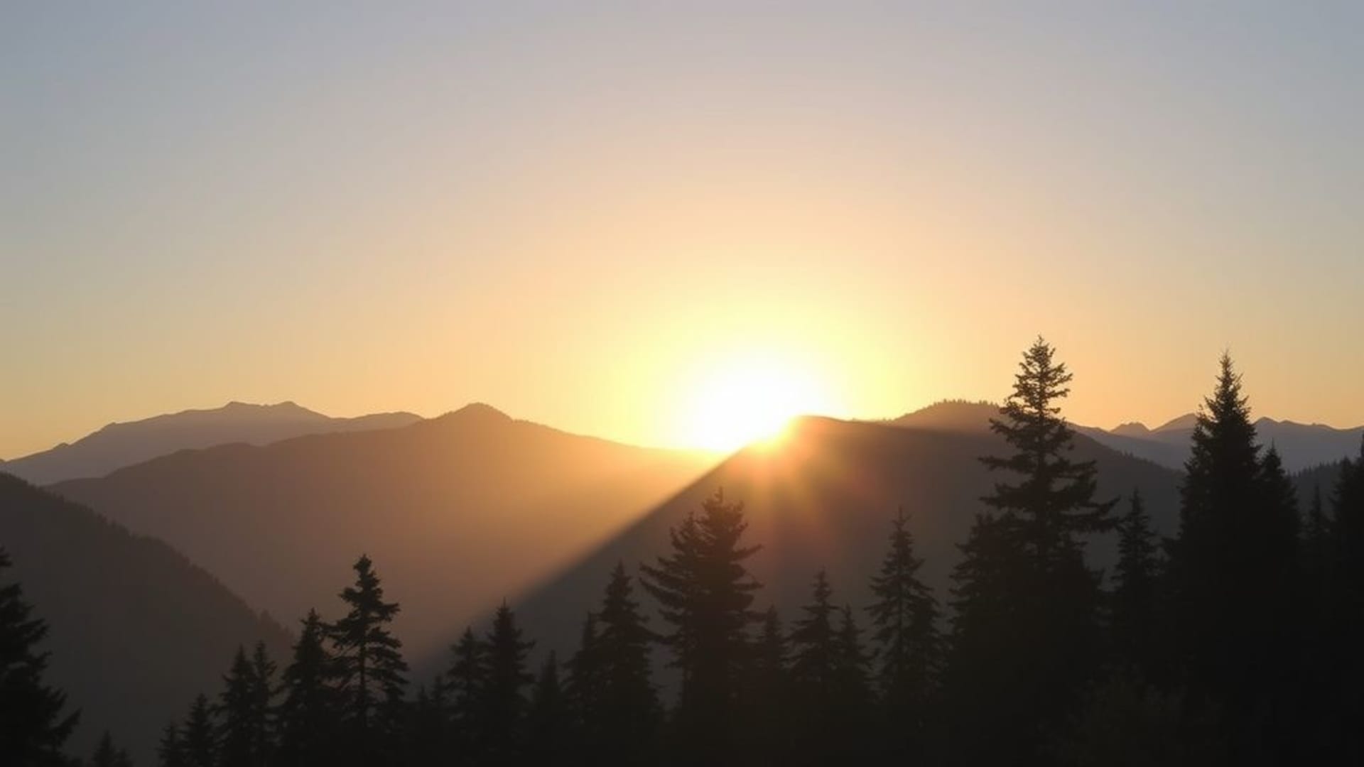 montagnes forêt de pins alpines lever de soleil dégradé fond d'écran nature paysage scène calme