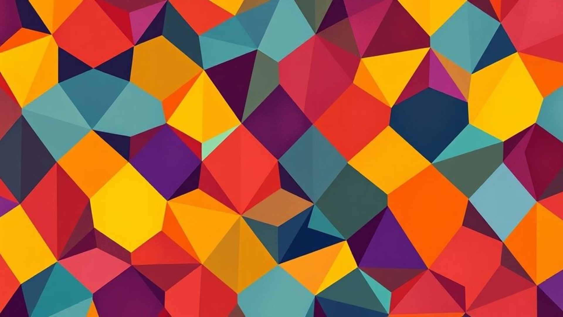 Tessellation géométrique polygons mosaïque couleurs vives motif nid d'abeille fond ecran audacieux énergique