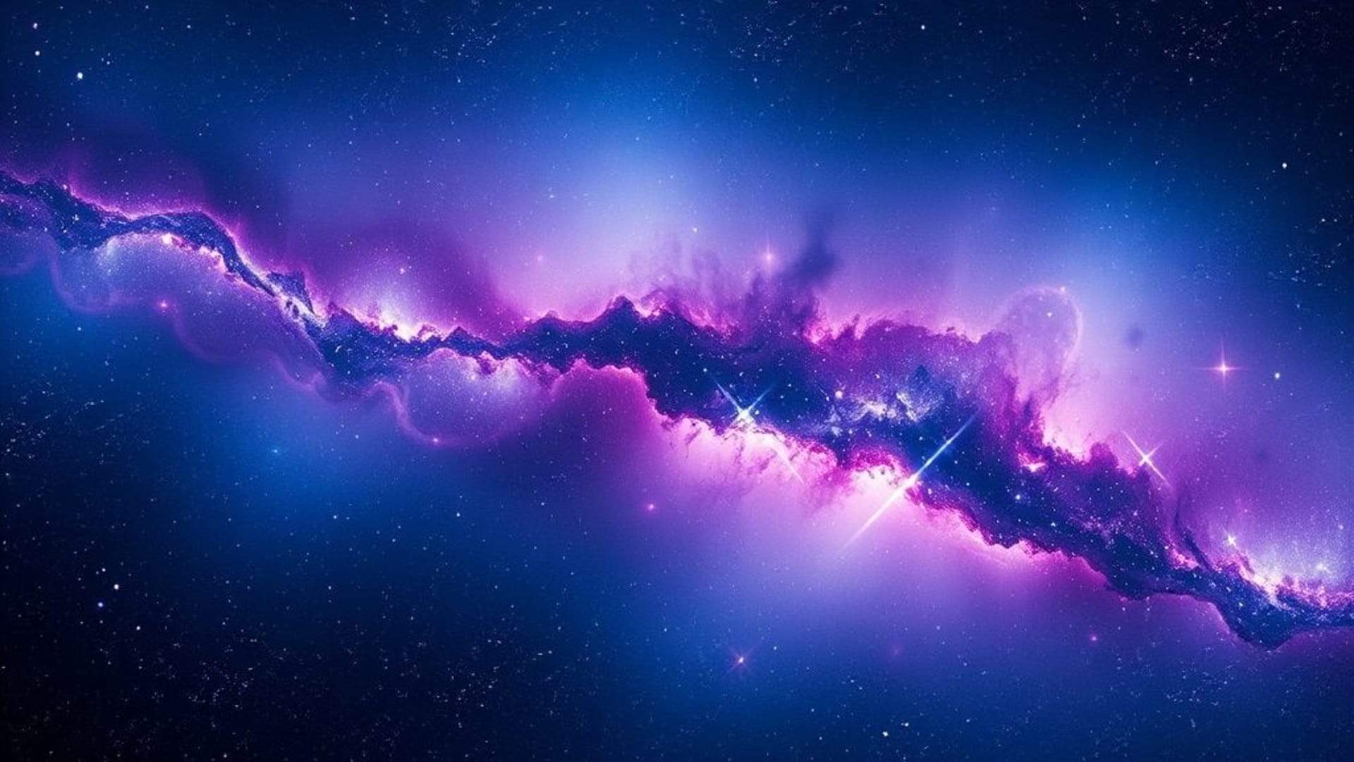 nébuleuse spatiale galaxie étoiles tourbillons cosmiques bleu profond violet fond ecran haute résolution onirique