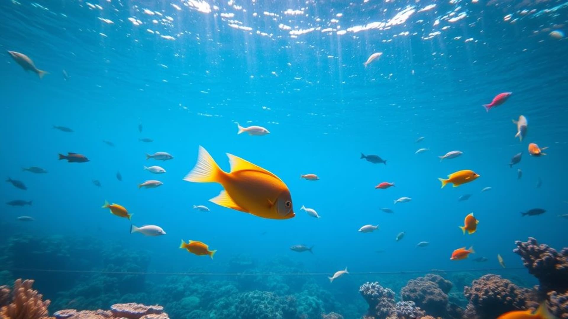 Barre d'images de corail coloré de lagon sous-marin poisson vie océan paisible aquatique tropicale
