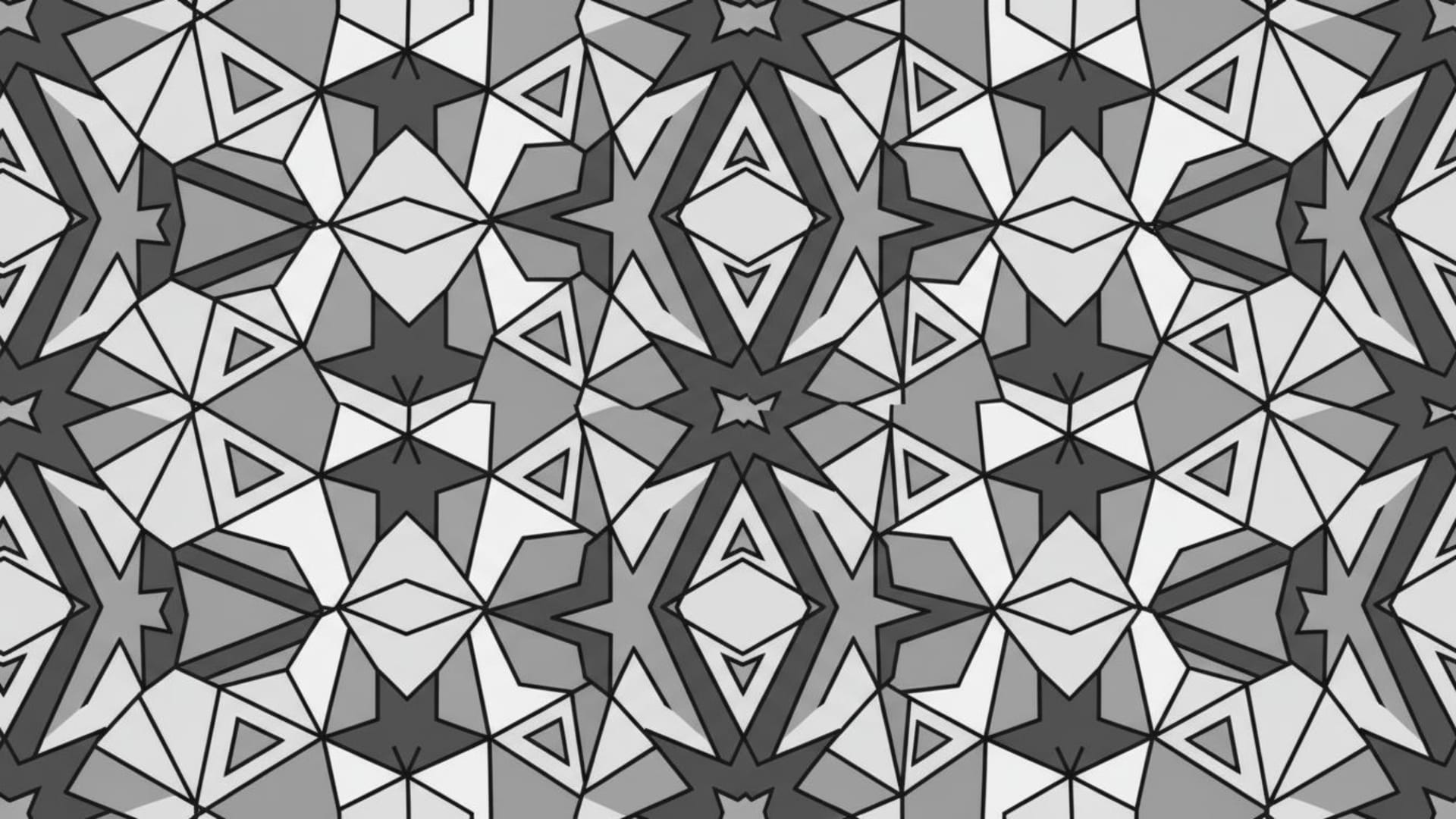formes géométriques monochromes, tessellations, lignes épurées, abstrait, minimalisme, noir et blanc, nuances de gris, fond ecran moderne