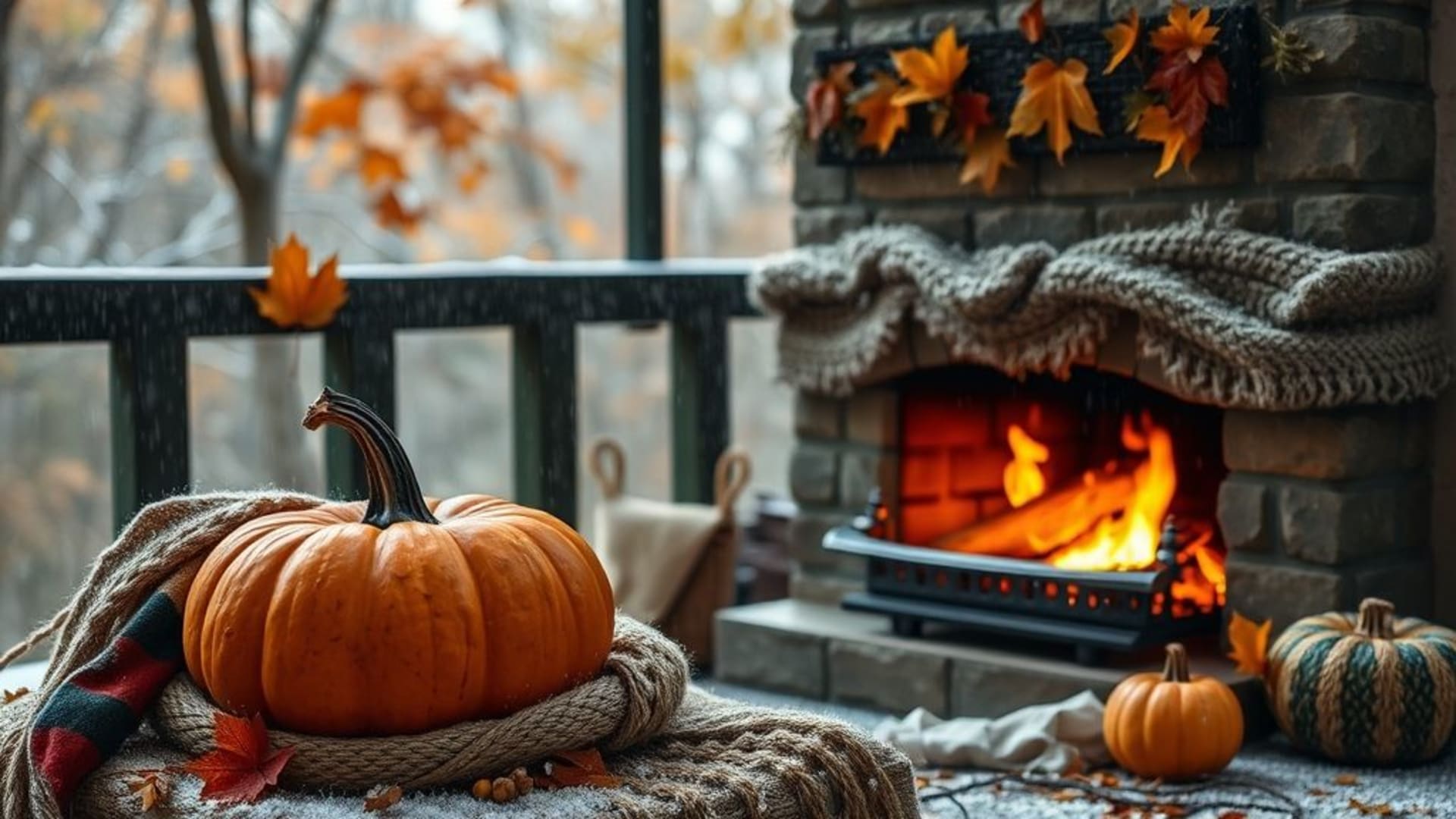 Les feuilles d'automne, la récolte, la citrouille, la convivialité, la cheminée, la laine, l’écharpe, le gel, la neige, l’hiver, le printemps, l’été, la pluie, la brise