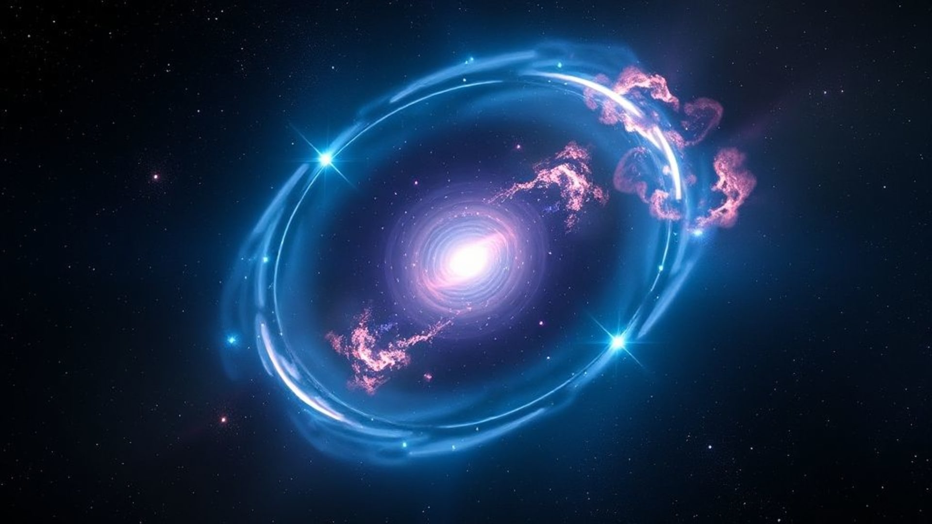 le cosmos vide astral éclat stellaire halo pulsation arc orbit flux scintillement spectre fantôme brume éclat