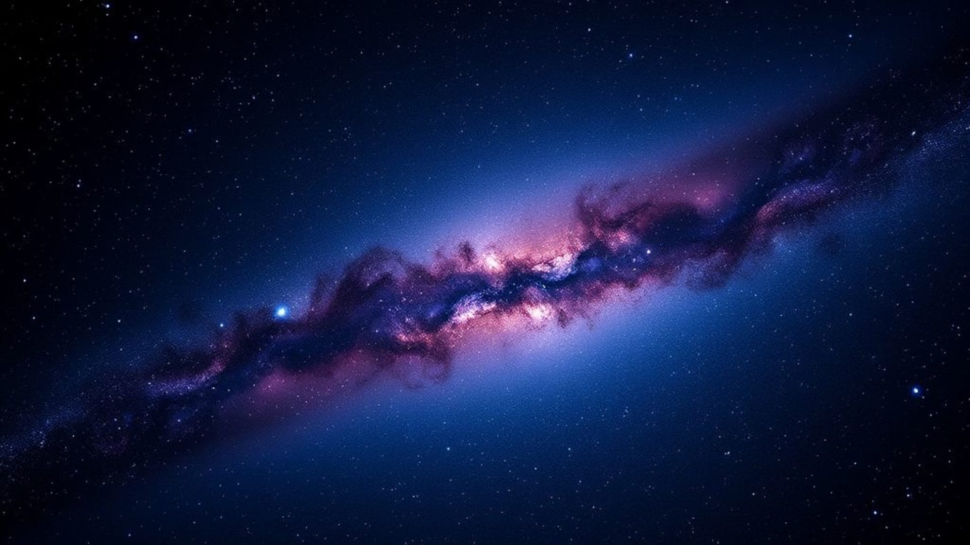 galaxie espace nébuleuse étoiles bleu foncé violet cosmique fond ecran vue panoramique espace profond