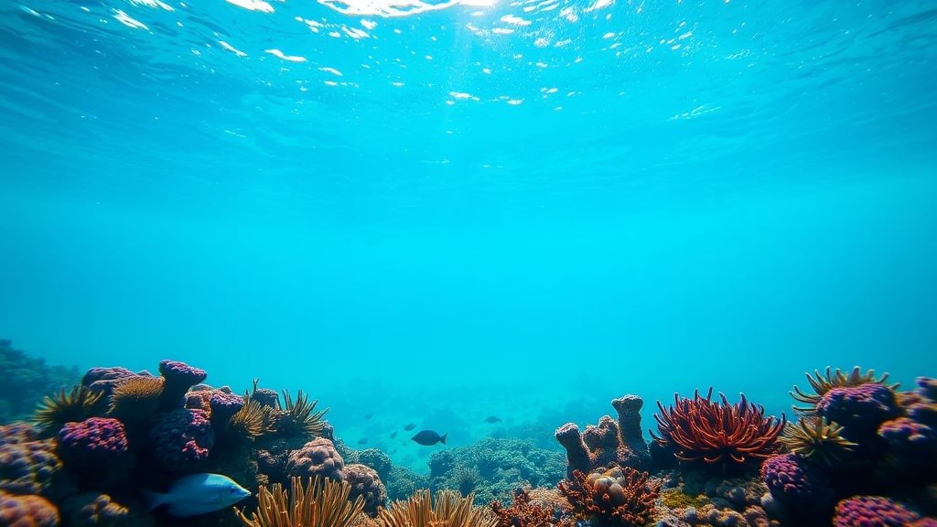 faune marine colorée de corail de récif sous-marin en dégradé bleu vert pour fond d'écran