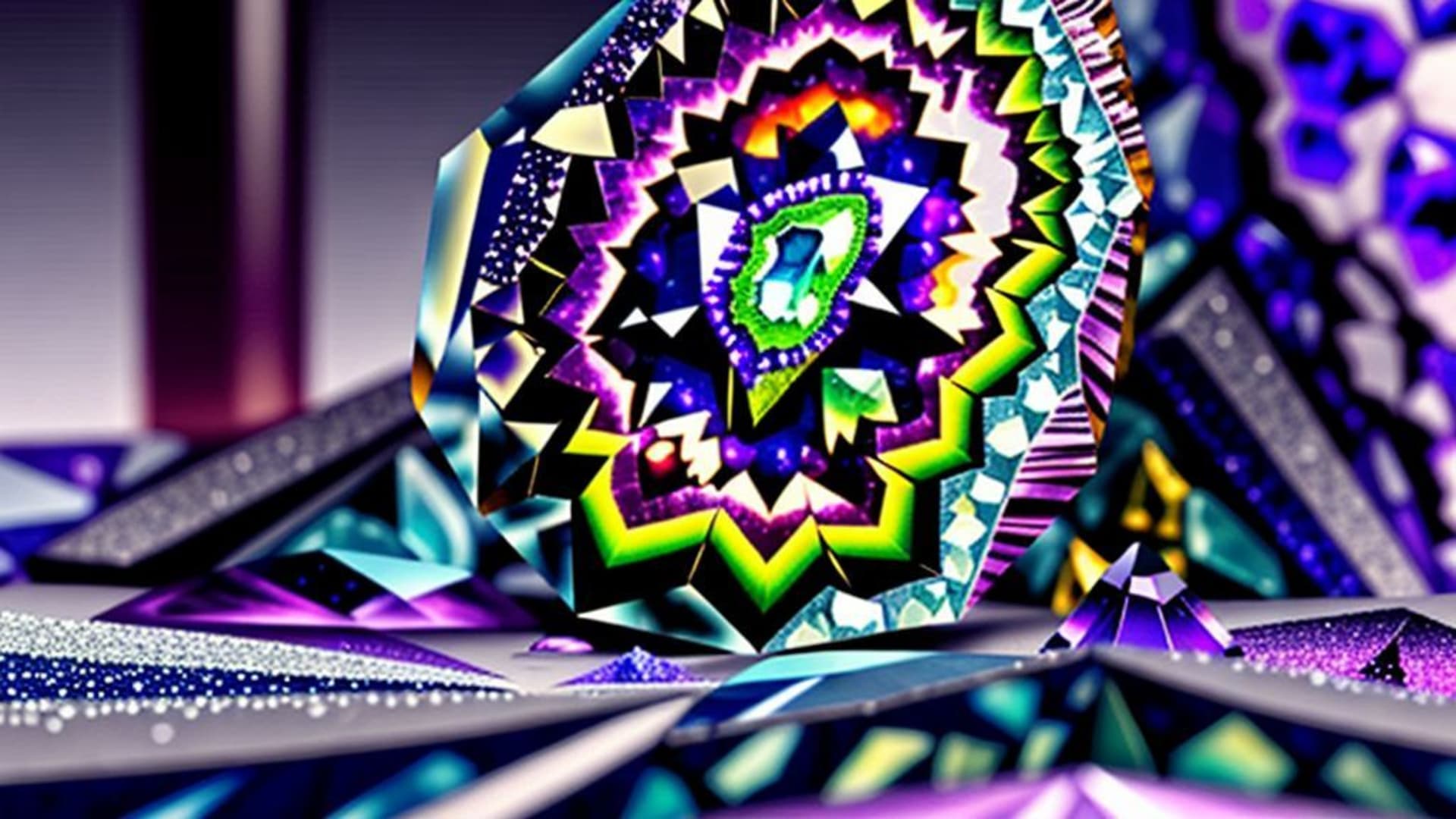 texture de cristal de géode minérale couleurs joyaux fond ecran brillant facettes couleur vive