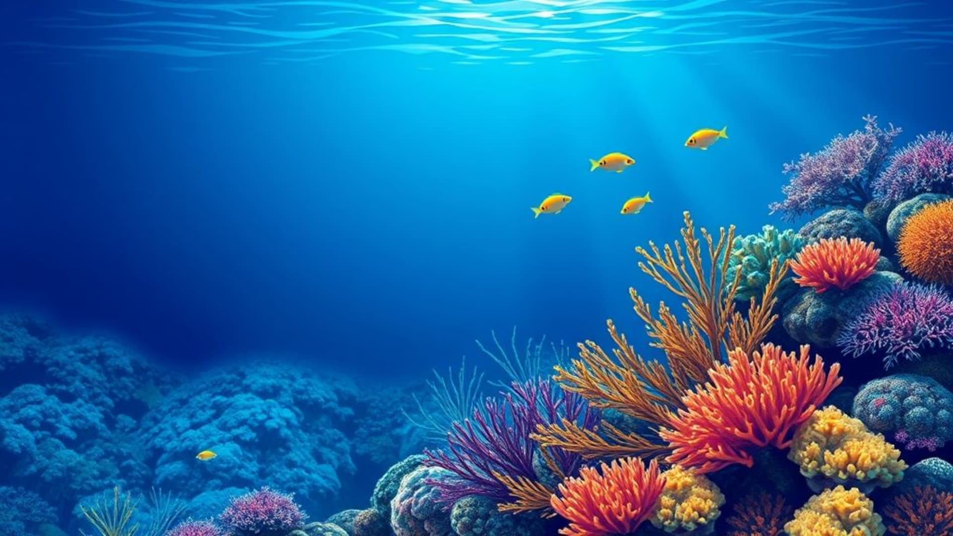 Récif corallien sous-marin poissons tropicaux bleu aqua dégradé fond d'écran abstrait vecteur