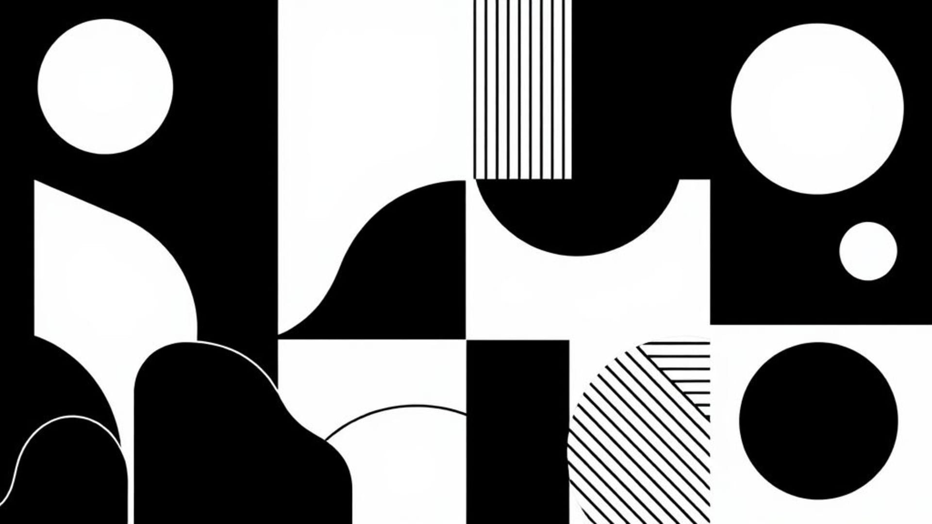 art de ligne minimaliste formes géométriques monochromes noir et blanc fond ecran décoration moderne