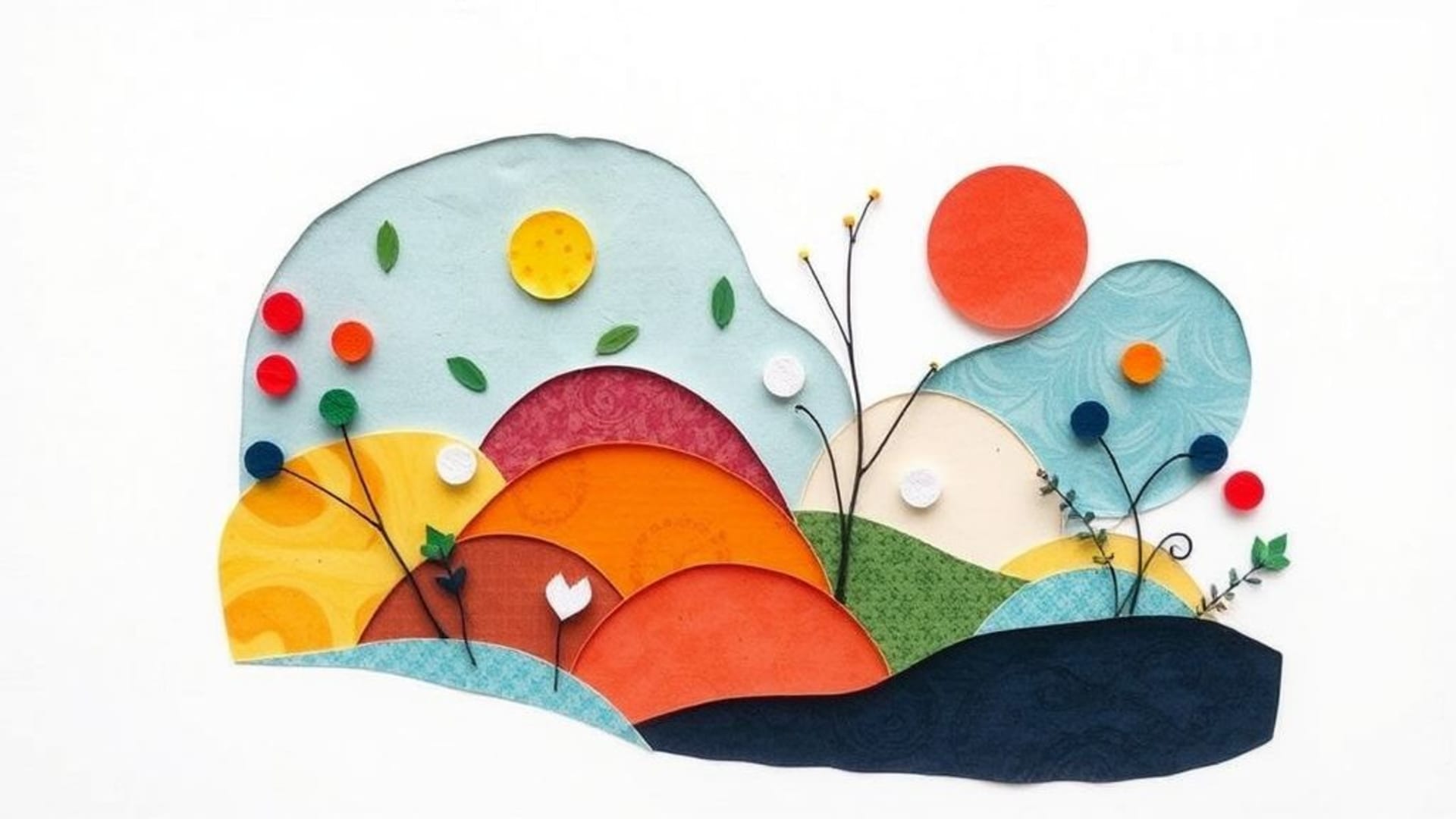 Collage de coupure de papier, art en collage, minimaliste, coloré, abstrait, fond ecran, fait main, style