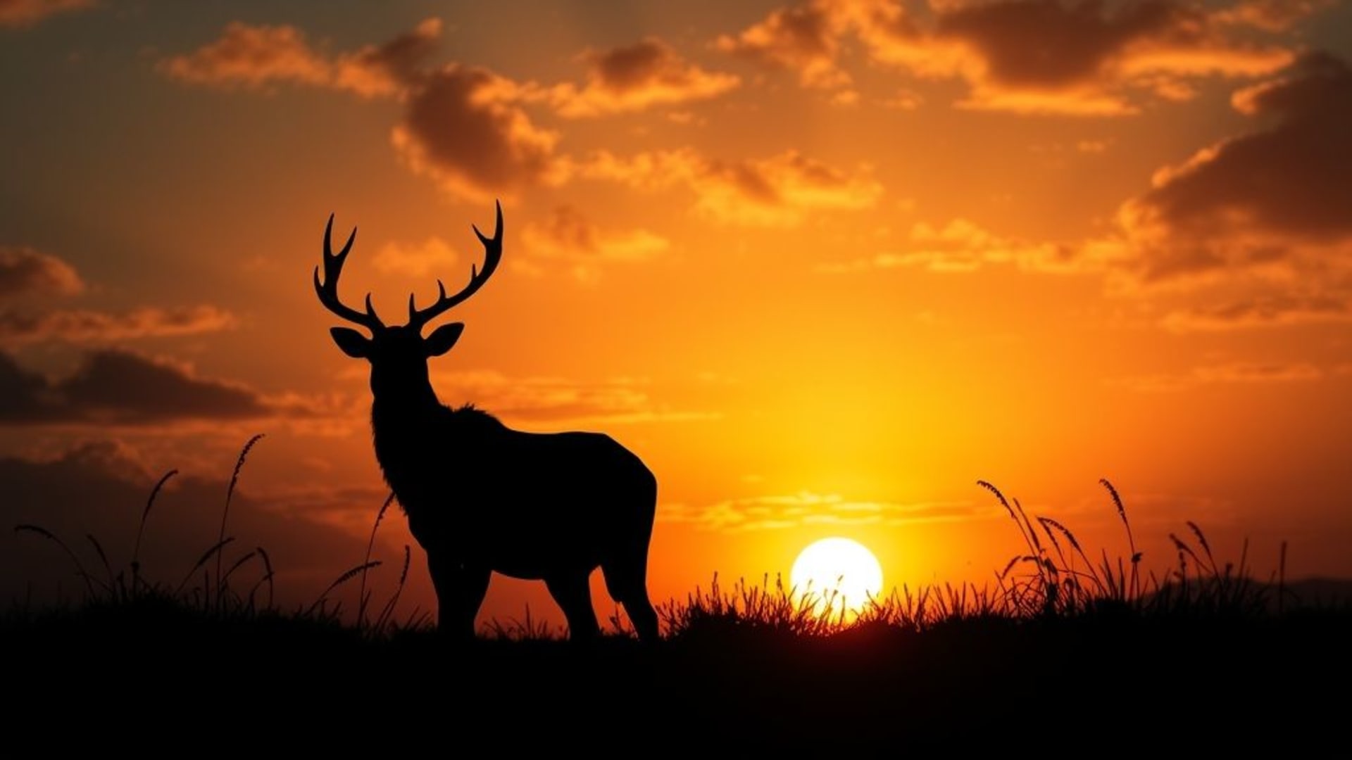 Silhouette d'animal coucher de soleil faune nature fond ecran ciel dramatique éclairage dramatique