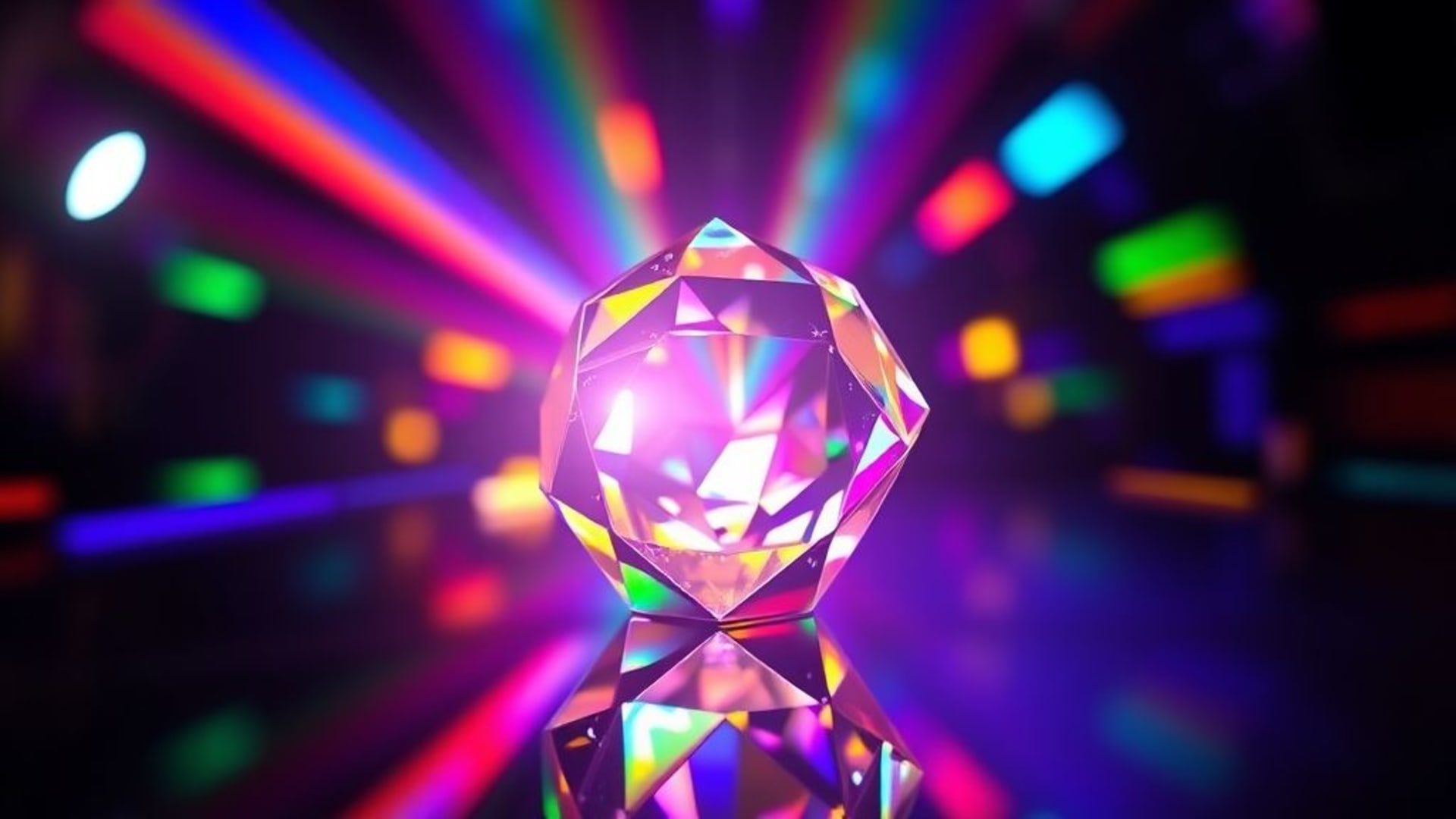 prisme de verre cristallin spectre lumineux fond ecran couleurs réfractées scintillantes