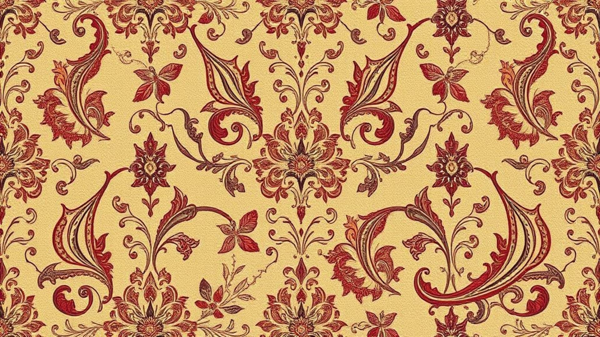 Motif cachemire complexe avec textures en soie, fond ecran décoratif vintage orné