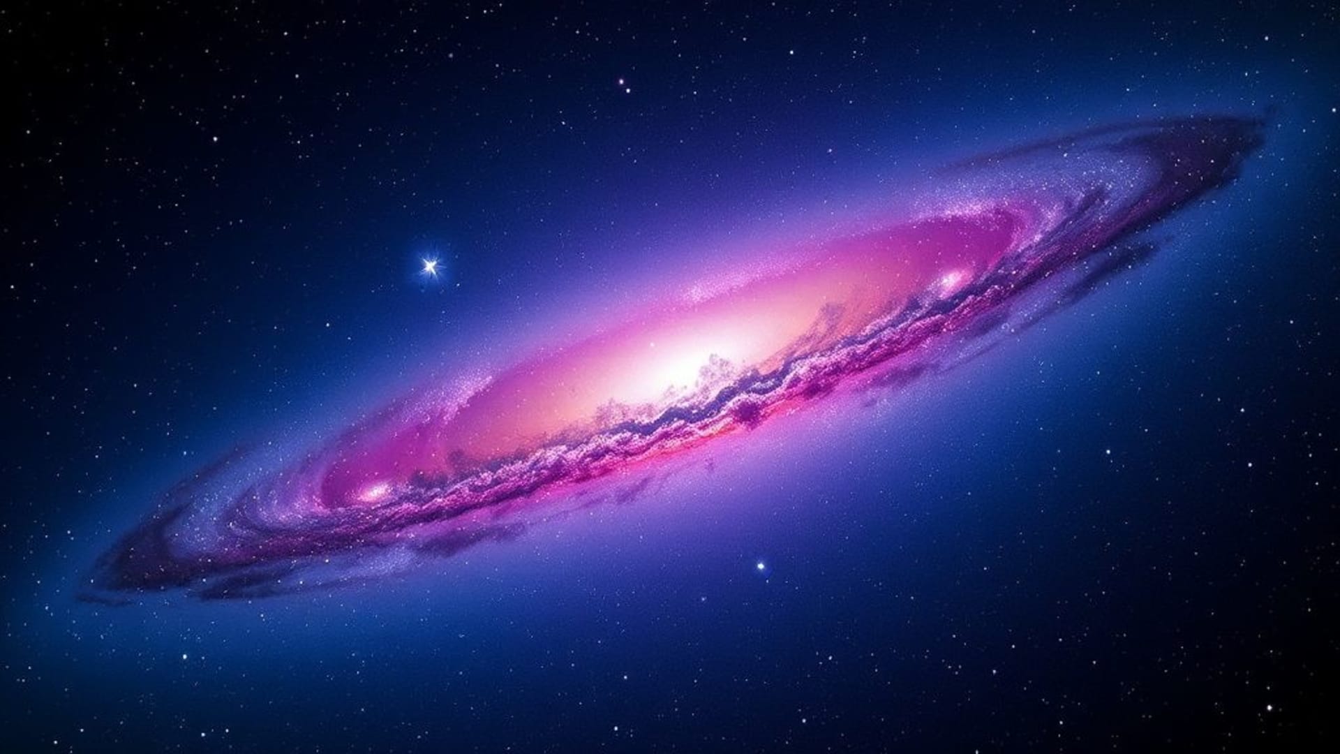 Station spatiale étoiles nébuleuse espace dégradé cosmos fond ecran bleu foncé violet rose lueur