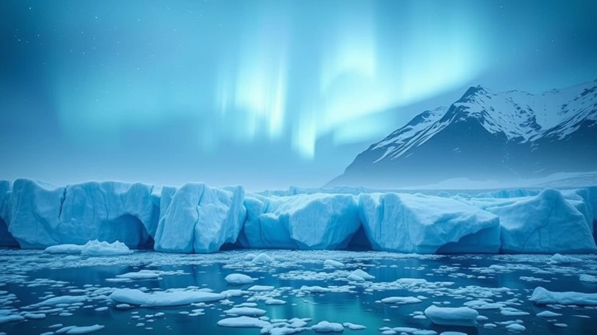 glacier de glace arctique bleue froide paysage minimaliste aurore accents fond ecran
