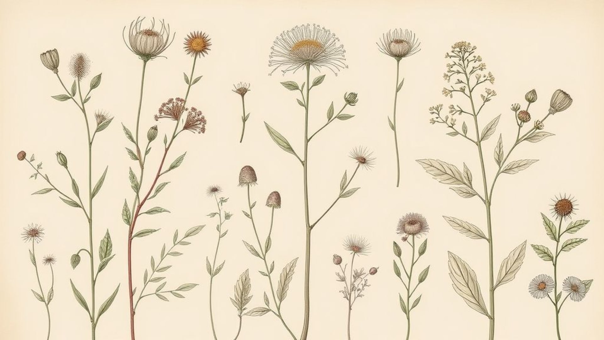 botanical illustration vintage herbarium plant sketch wallpaper antique art handdrawn classic