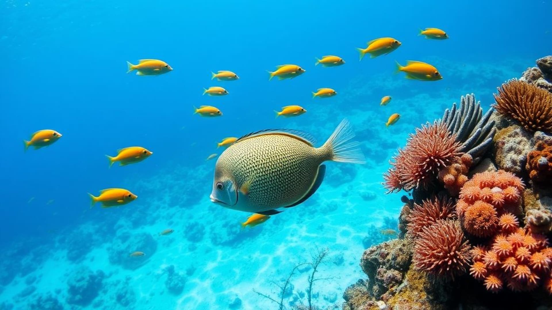 underwater reef coral fish tropical sea blue wallpaper high resolution