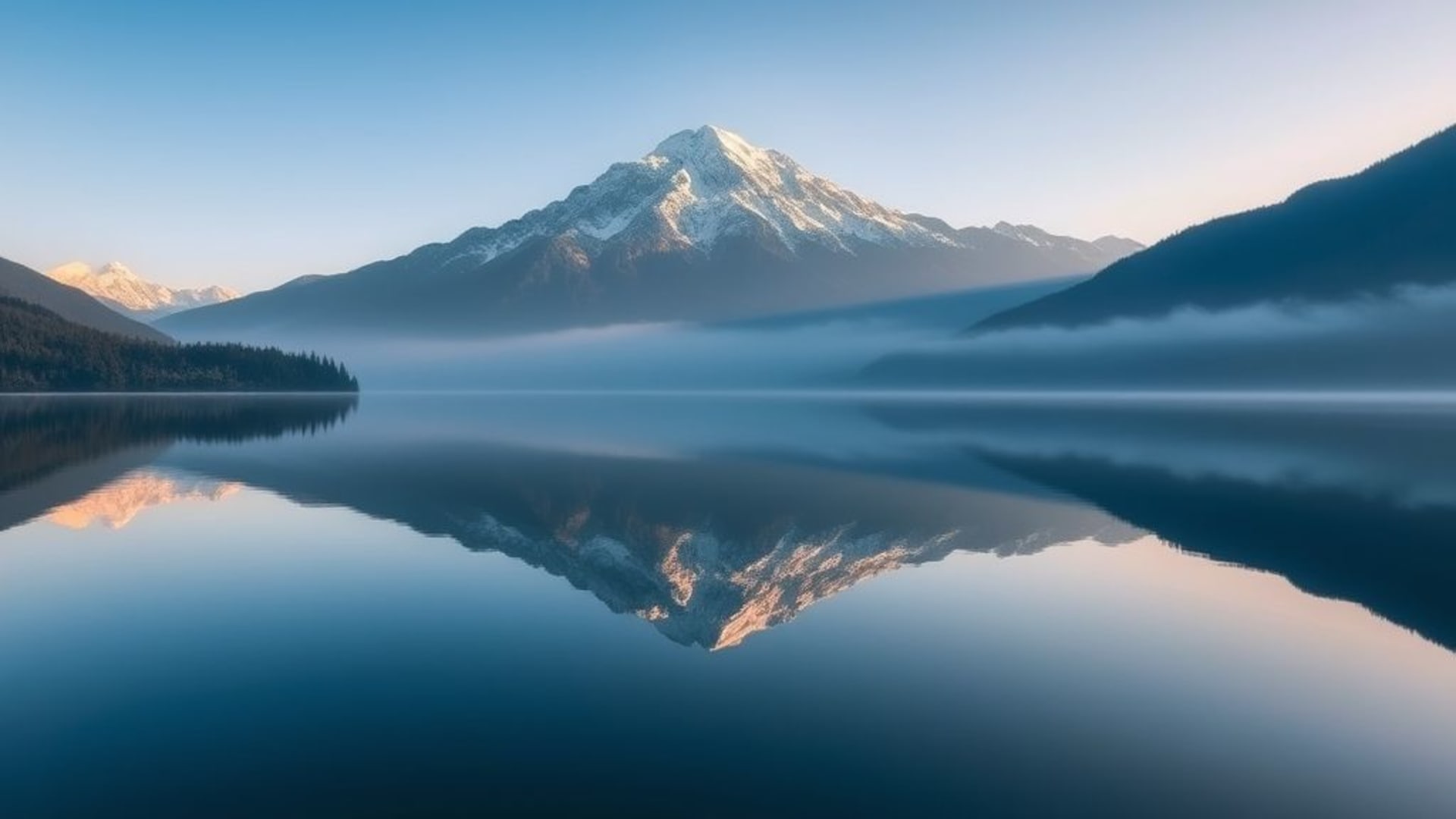 mountain lake reflection tranquil symmetry calm landscape wallpaper hd blue morning