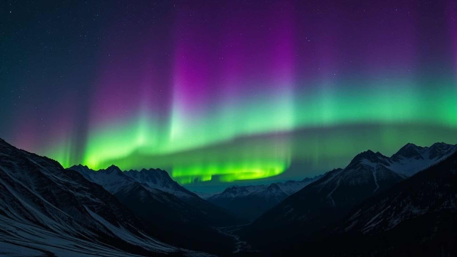 aurora over mountains night sky green purple colorful wallpaper landscape hd