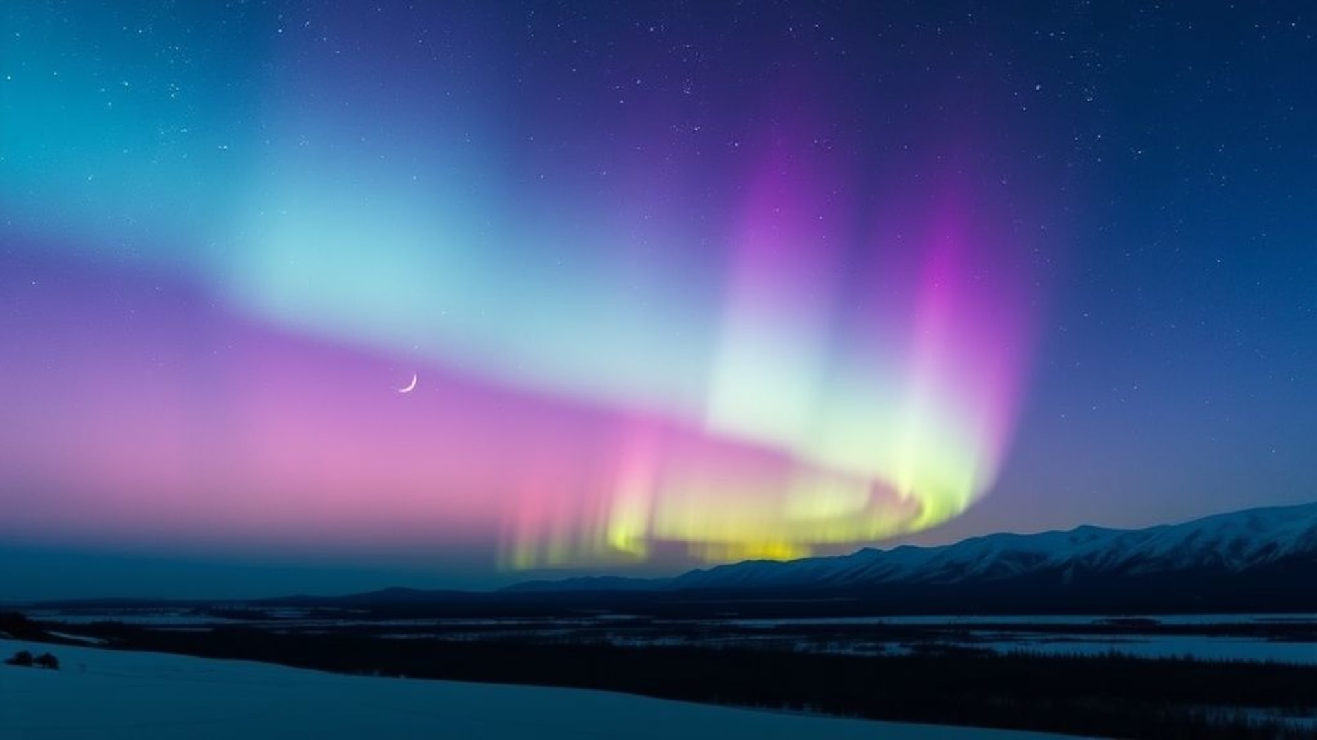 aurora borealis northern lights gradient sky stars cold palette minimalist wallpaper