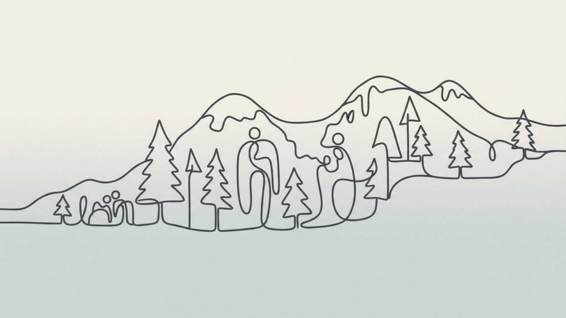 Dessin linéaire minimaliste, illustration au trait unique, fond ecran abstrait, épuré, moderne et scandinave.