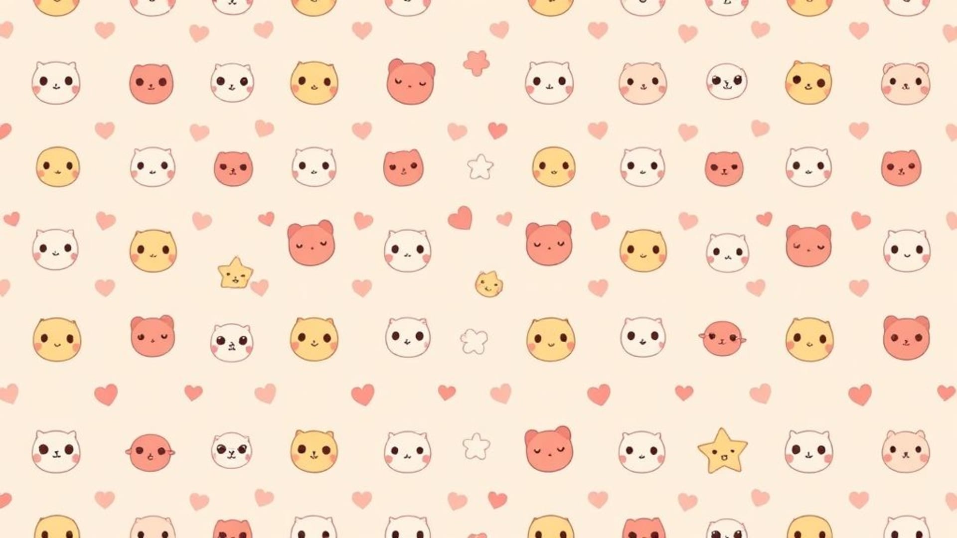 icônes mignonnes kawaii pastel en design plat motif fond ecran joyeux couleurs douces