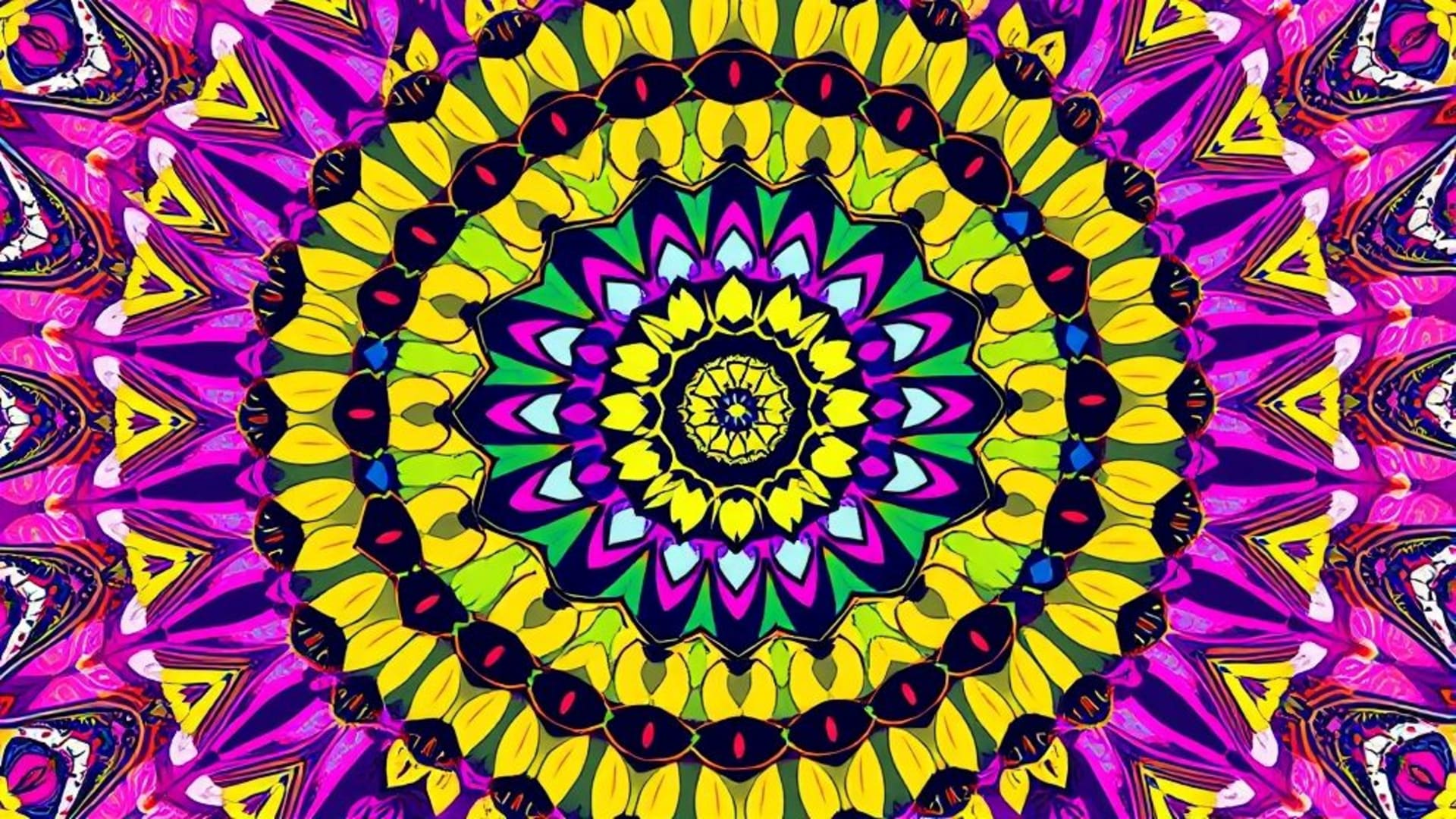 motif mandala circulaire symétrie couleurs vibrantes fond ecran décoration artistique géométrique