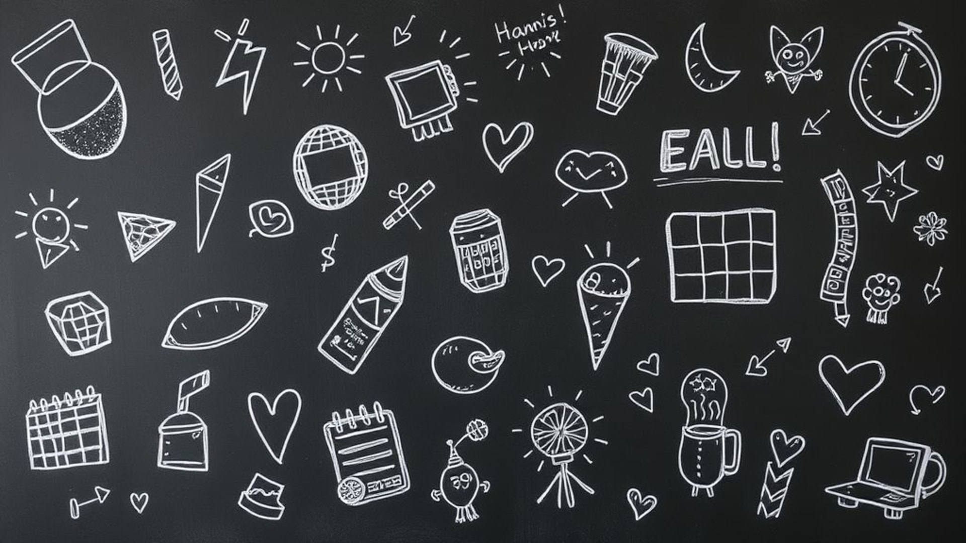 griffonnage sur le tableau noir croquis dessinée à la main fond ecran fantaisiste enfantin notes