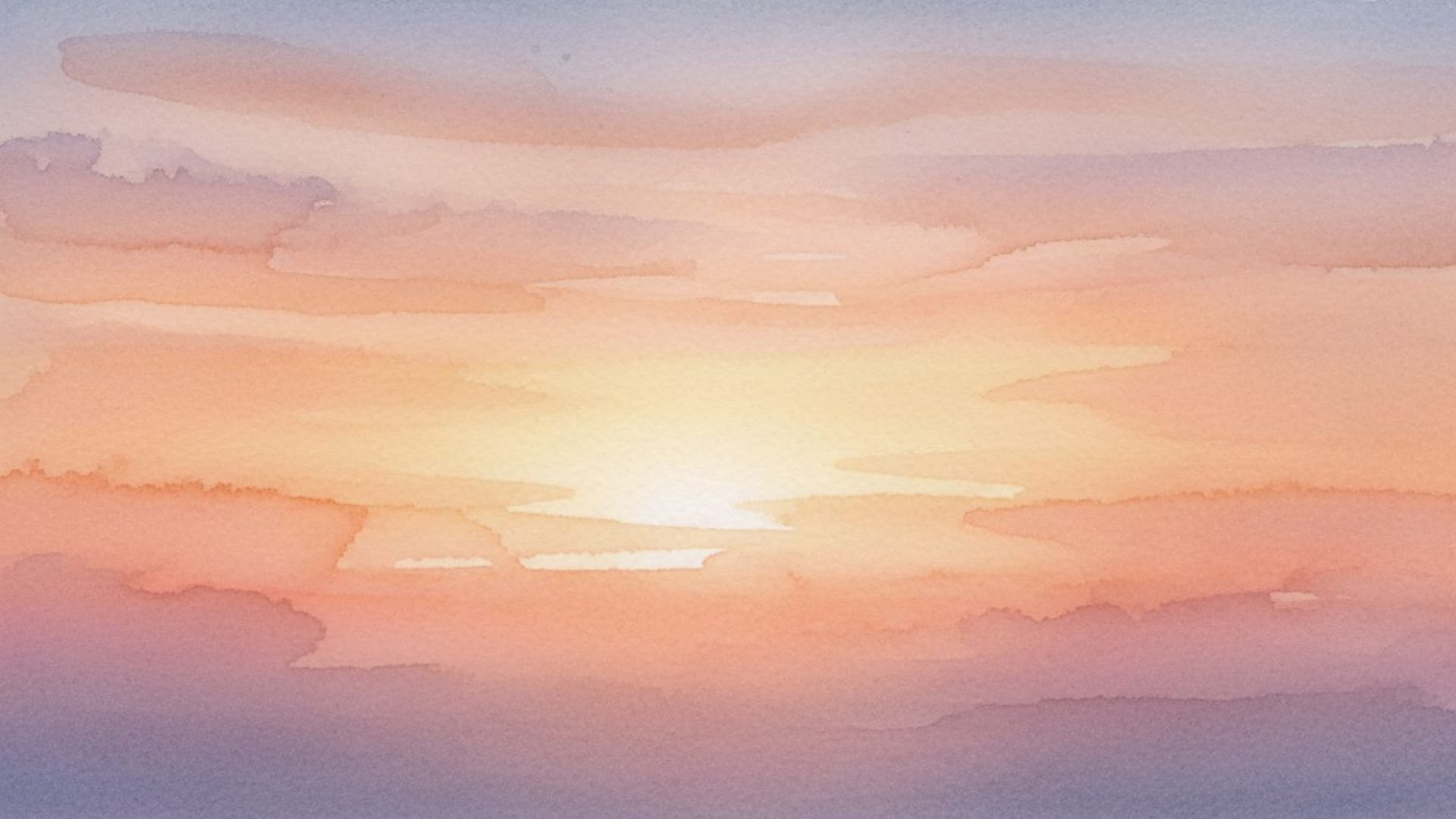 Dégradés du coucher de soleil, teintes chaudes, lavis à l'aquarelle, ciel, fond d'écran, lueur douce, palette douce.