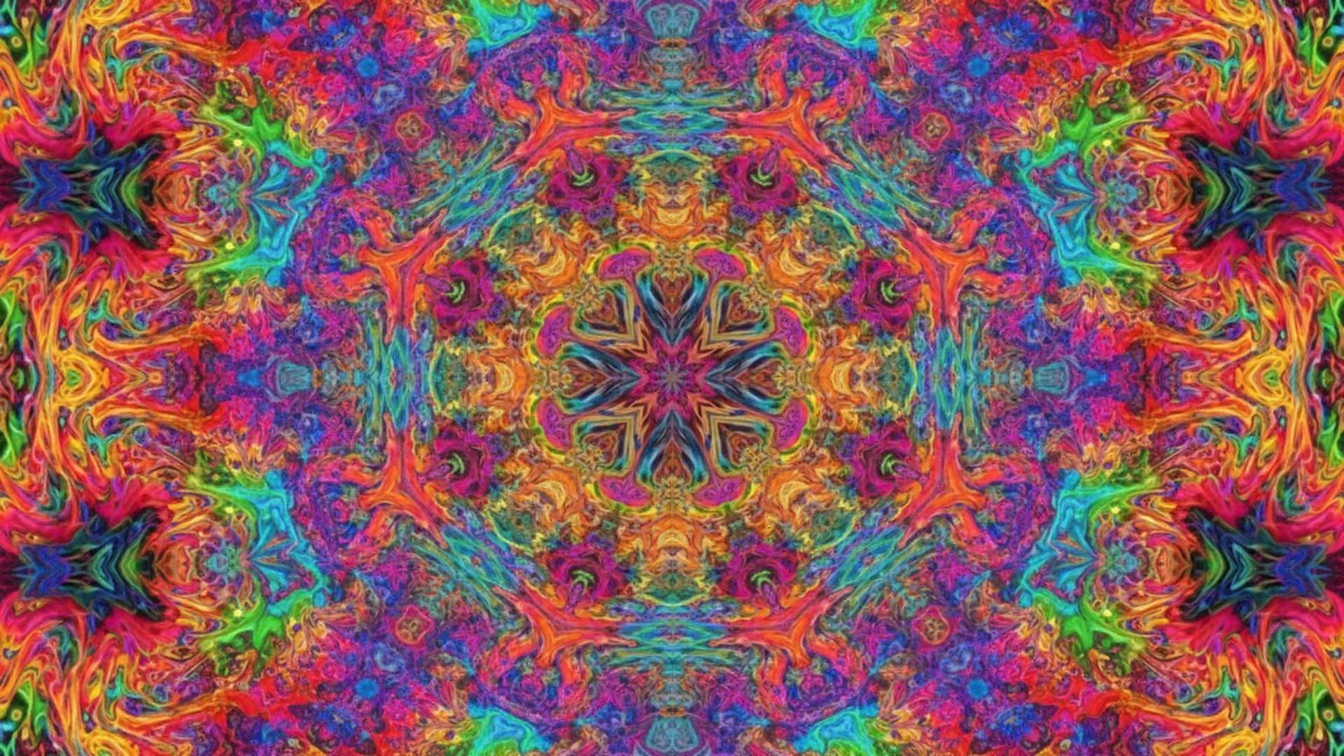 L'art psychédélique tourbillonnant kaléidoscope arc-en-ciel vibrant fond ecran texture colorée onirique