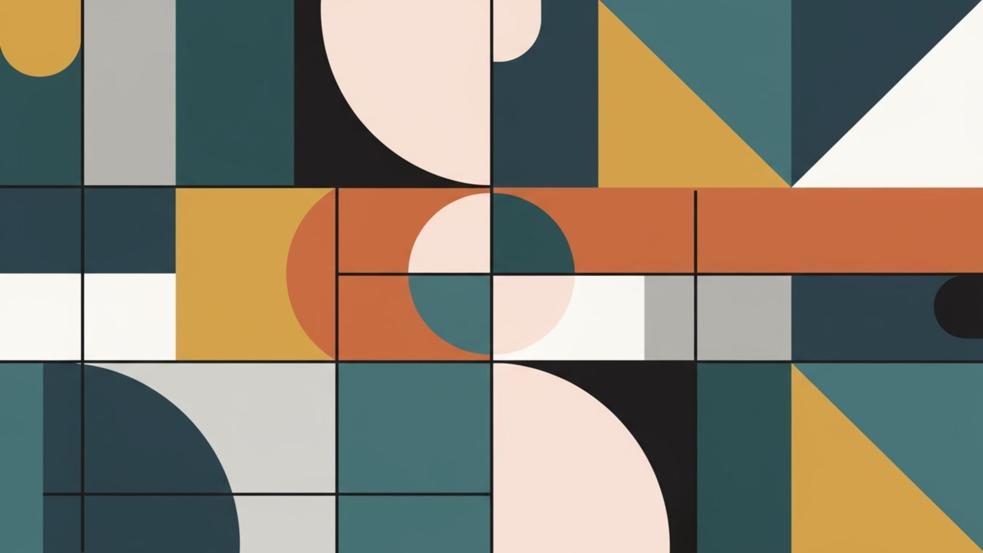 Formes géométriques abstraites et minimalistes, lignes, couleur unie, composition, design moderne, fond ecran.