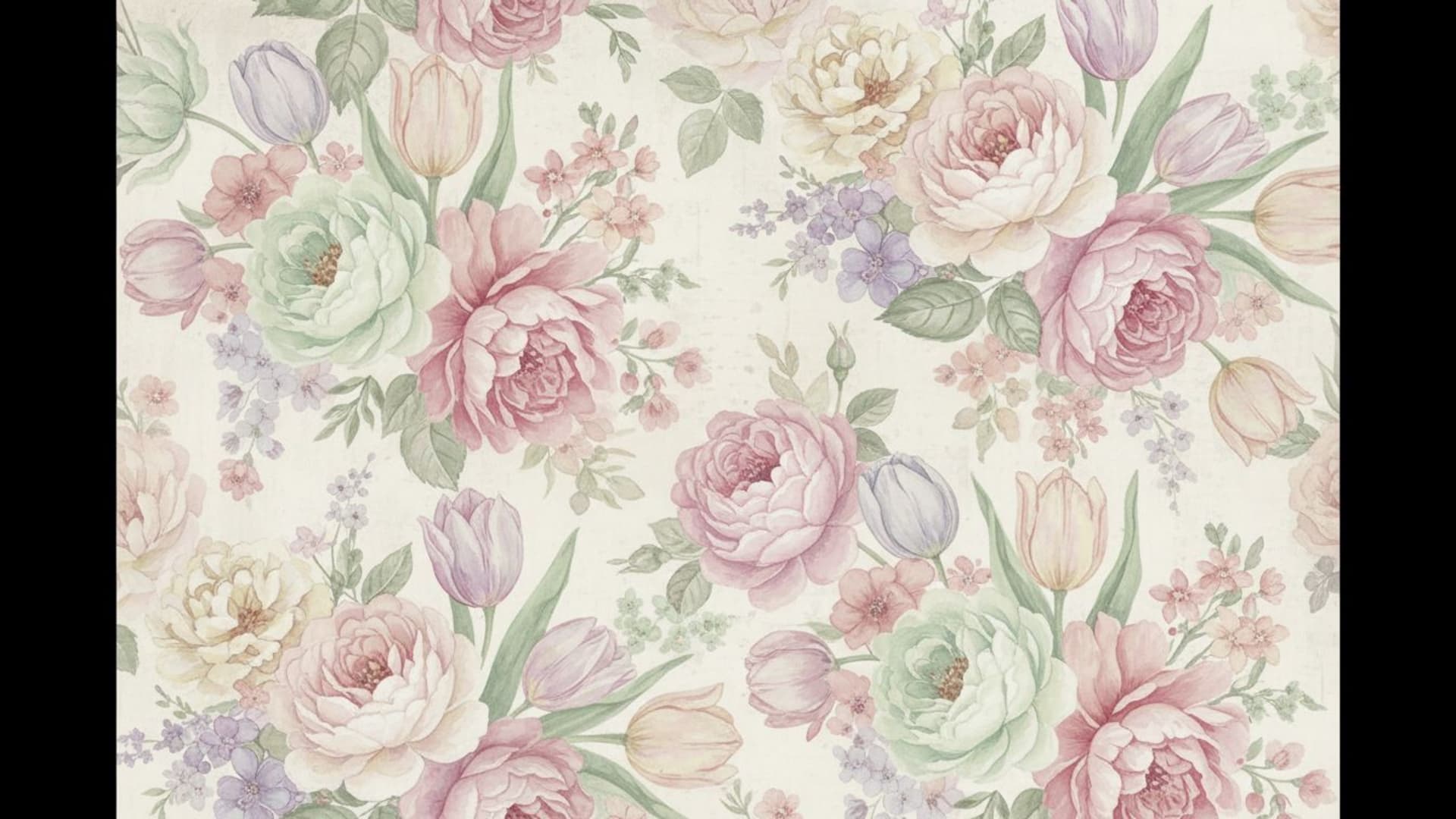 fleurs aquarelle pastel rose pivoine tulipe jardin fond ecran vintage shabby chic