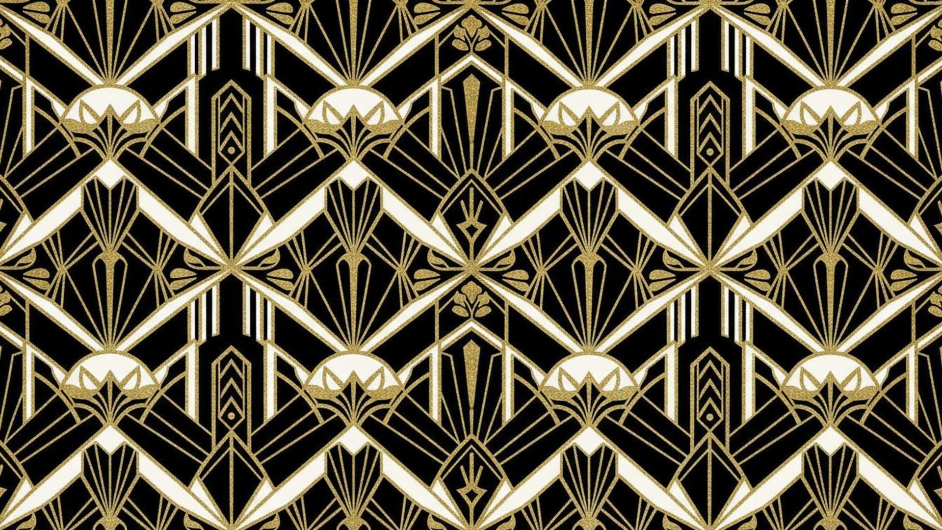 motif géométrique art déco en or noir blanc symétrique fond ecran luxueux glamour